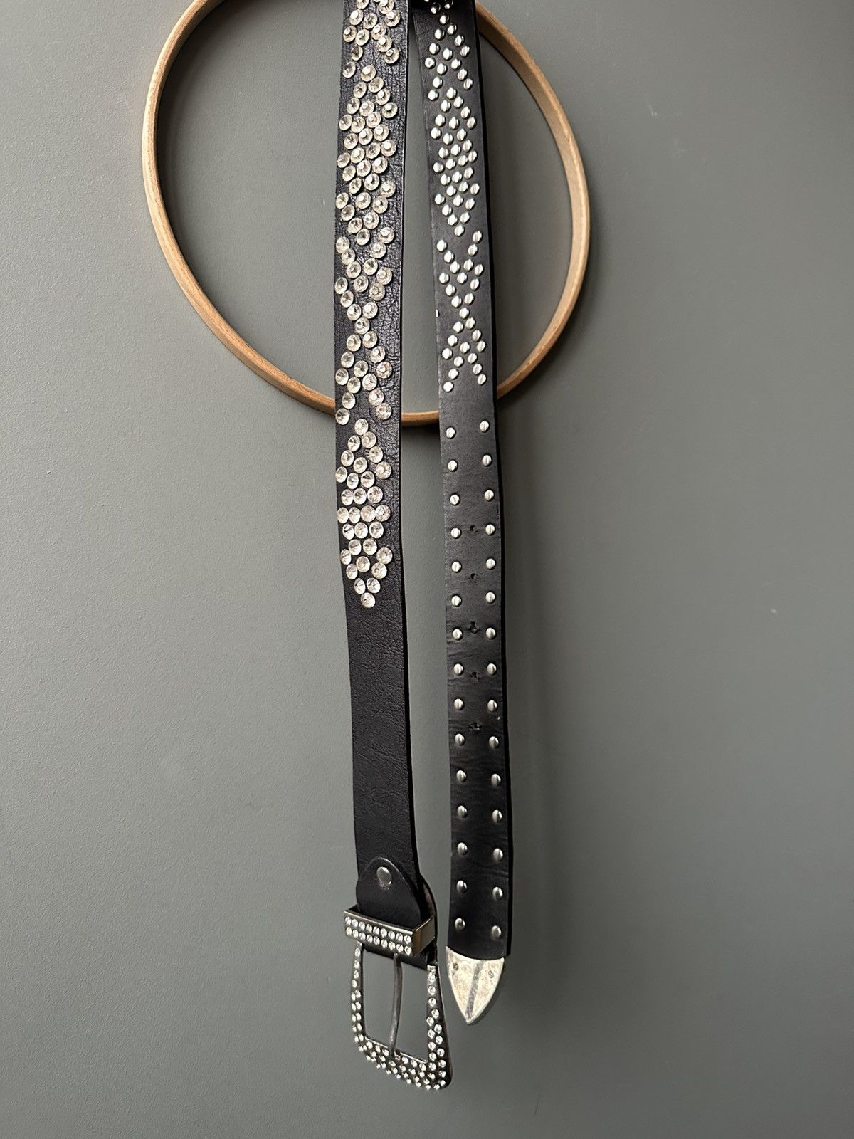 Vintage Leather Rhinestones Belt BB Simon Analog Size ONE SIZE - 6 Thumbnail