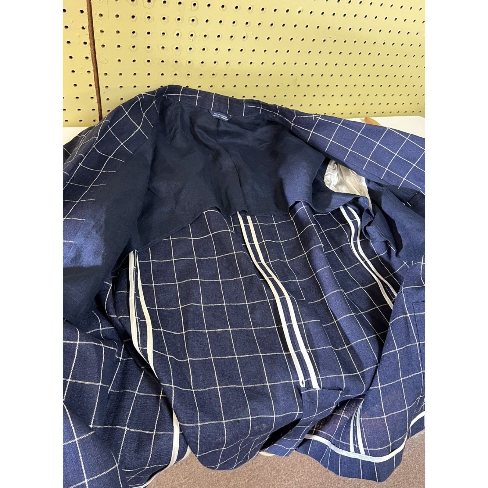 Tommy Hilfiger New Tommy Hilfiger Men Blazer Sz Large Linen Jacket Blue White Windowpane Size 42R - 6 Thumbnail
