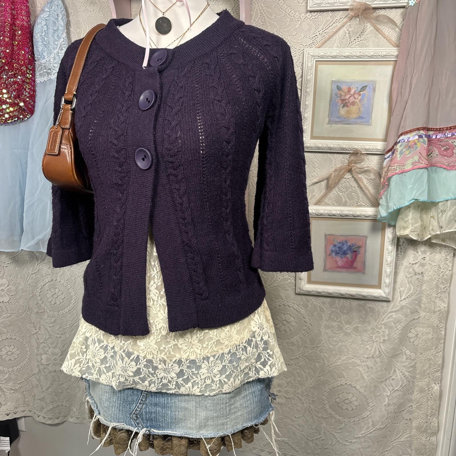 Forme D'Expression y2k purple babydoll sweater cardigan Size S / US 4 / IT 40 - 3 Thumbnail