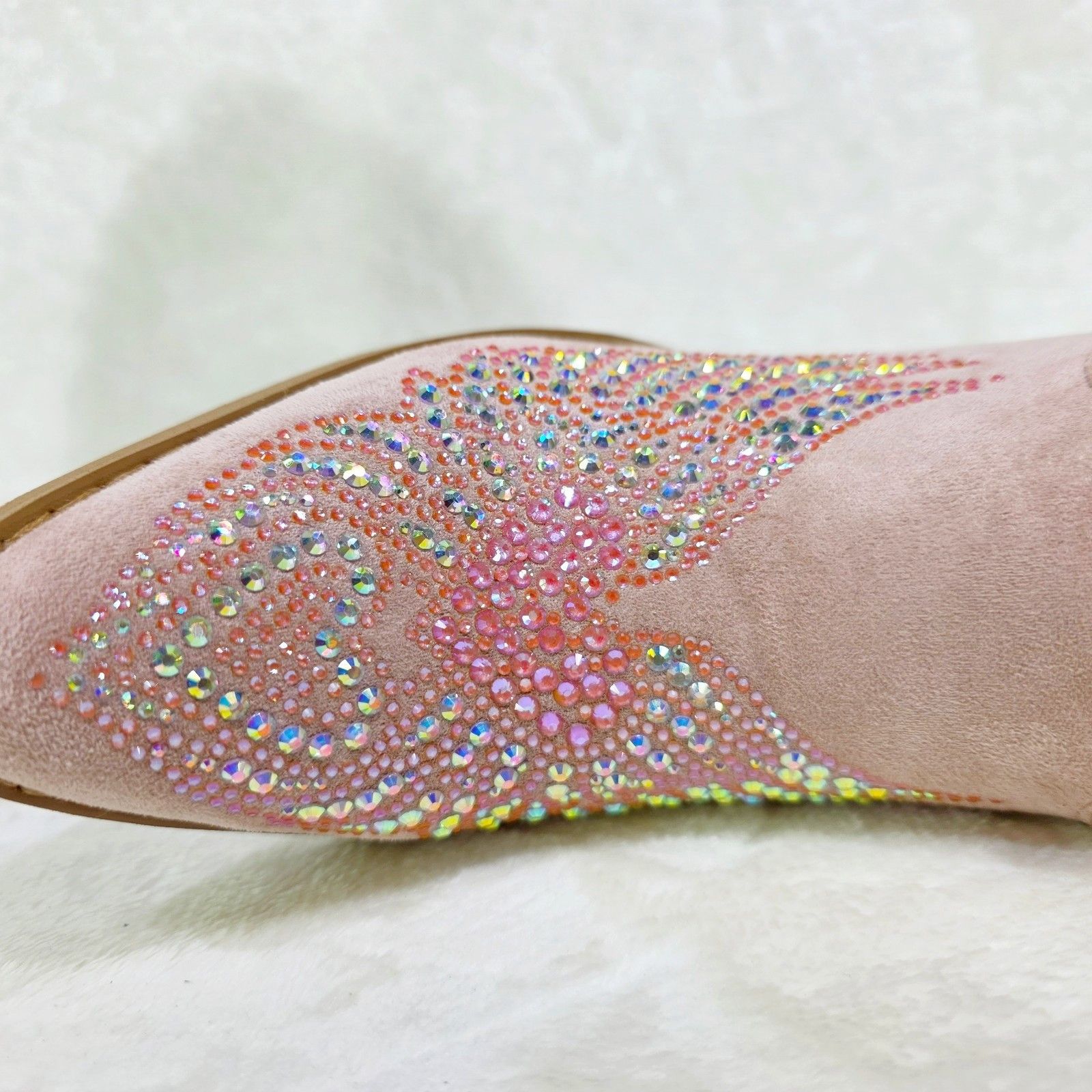Other Angel Wings Dusty Pink Rhinestone Country Western Cowgirl K Size US 9 / IT 39 - 5 Thumbnail