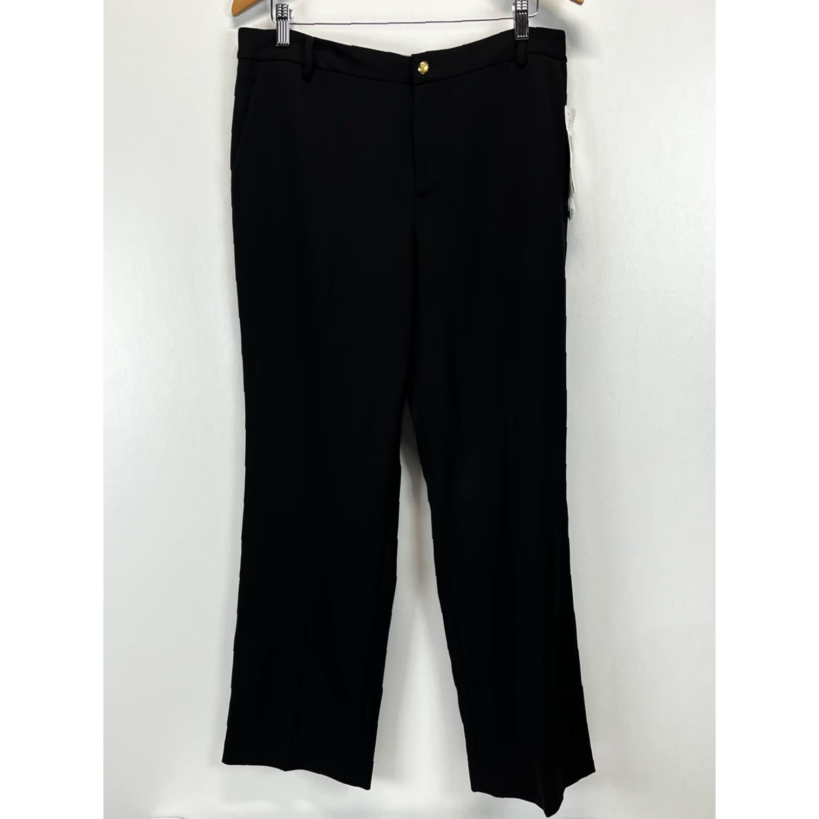Ralph Lauren VINTAGE Lauren Ralph Lauren LRL Wool Pants Women Sz 14 Black Button Zip 31.5" Inseam Dress Pants 90s Old Money Capsule Womens Size 36" / US 14 / IT 50 - 2 Thumbnail