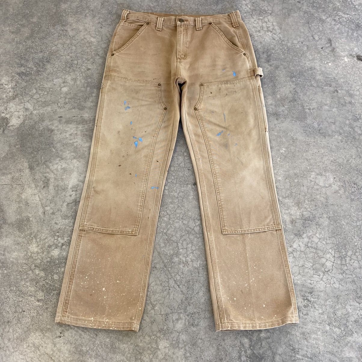 Carhartt VTG Carhartt Double Knee Faded Tan Splatter Painter Pants Size US 33 - 2 Thumbnail