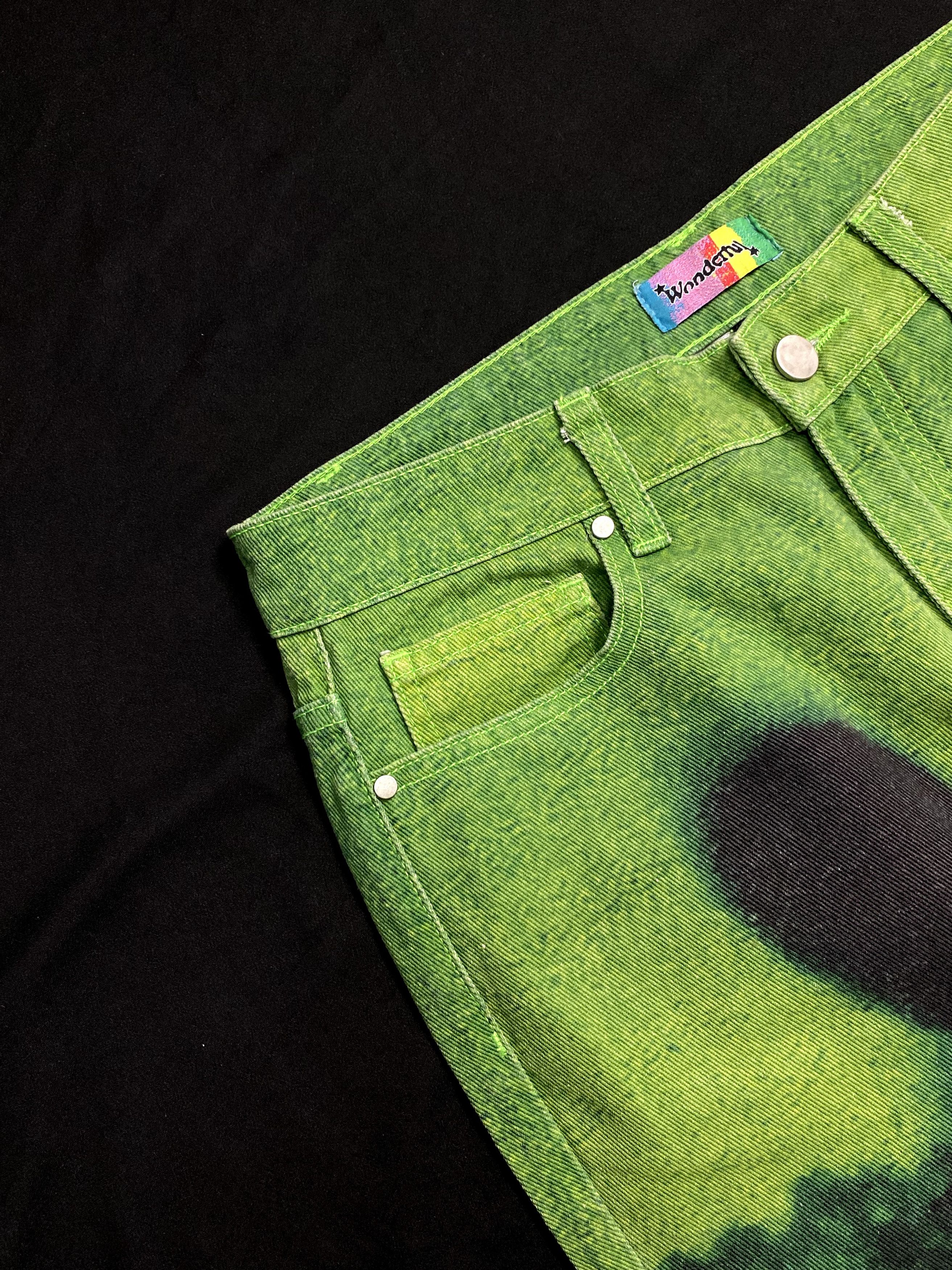 Other Deadstock Wonderful Night Dream Neon Green Print Jeans 30 Size US 30 / EU 46 - 2 Thumbnail