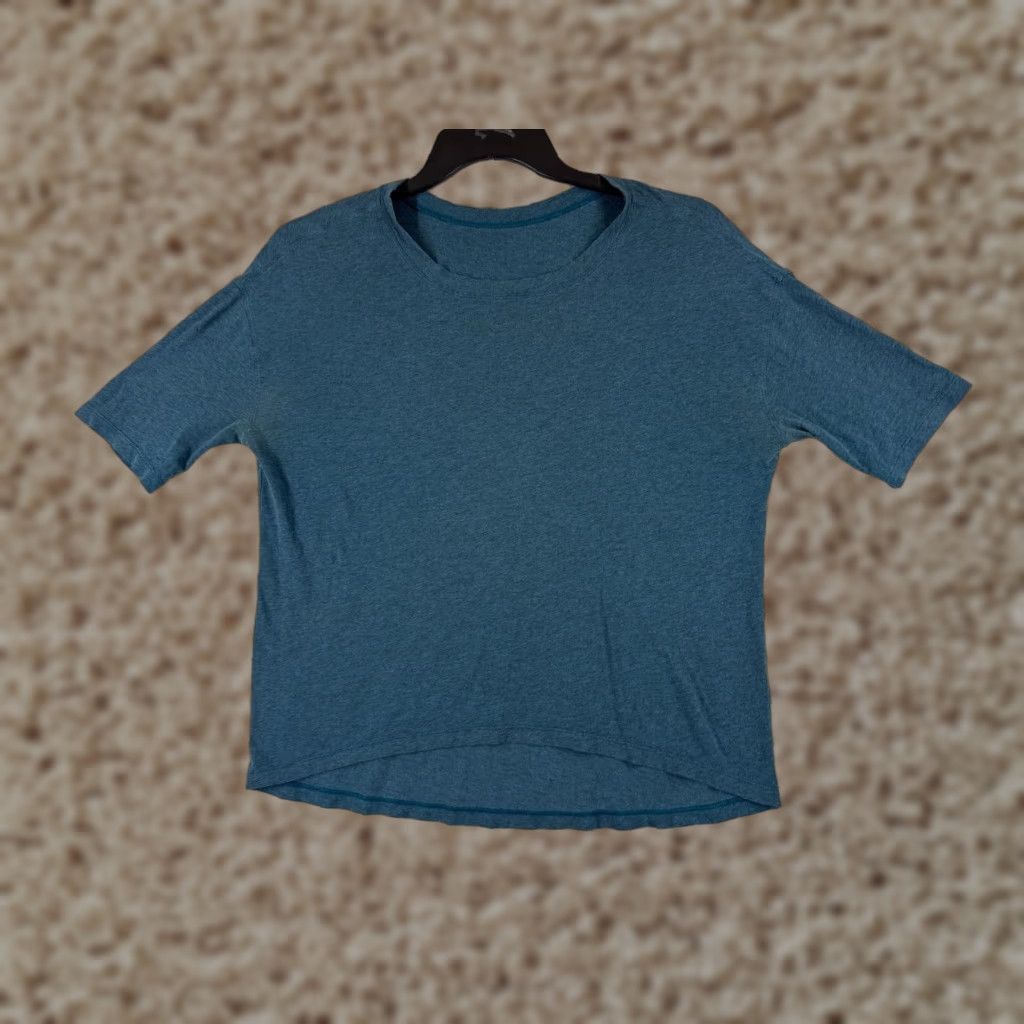 Lululemon Lululemon Shirt Women 8 Teal Heathered Short Sleeve Boat Neck READ ME Size M / US 6-8 / IT 42-44 - 1 Thumbnail