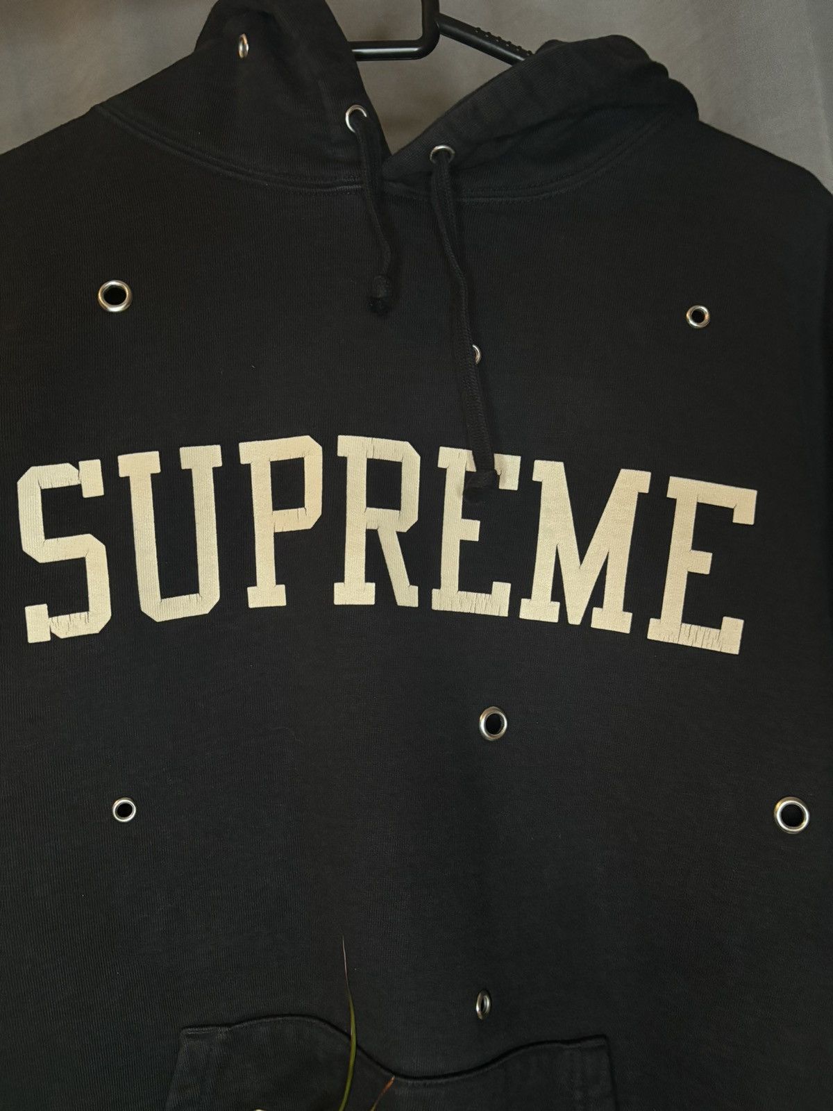 image of Supreme Logo Hoodie Eyelet Sa20 in Black, Men's (Size Medium)