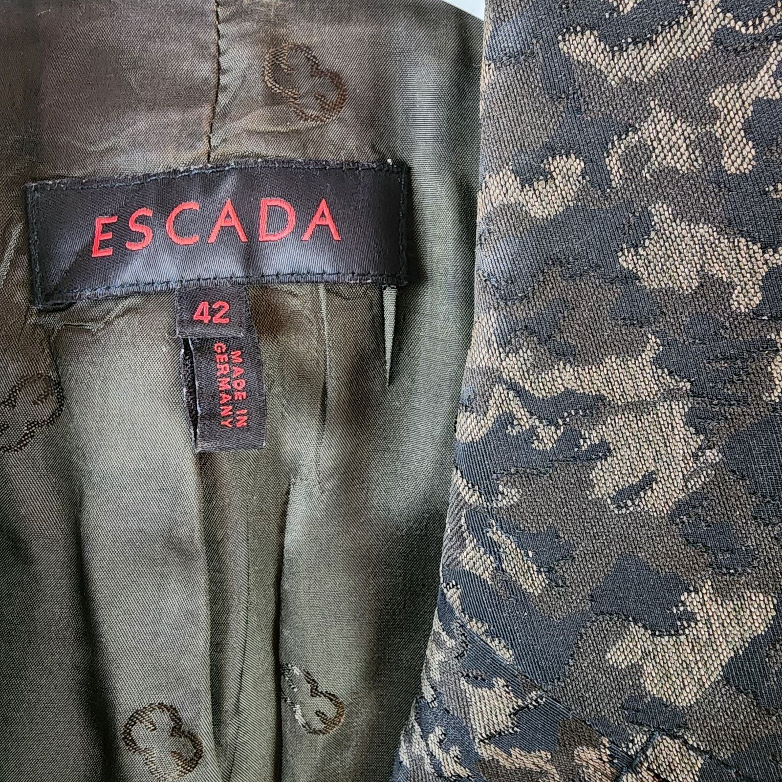 Escada Escada Pant Suit Women’s Camouflage Blazer Set Sz 12 Bronze Size XL / US 12-14 / IT 48-50 - 13 Thumbnail
