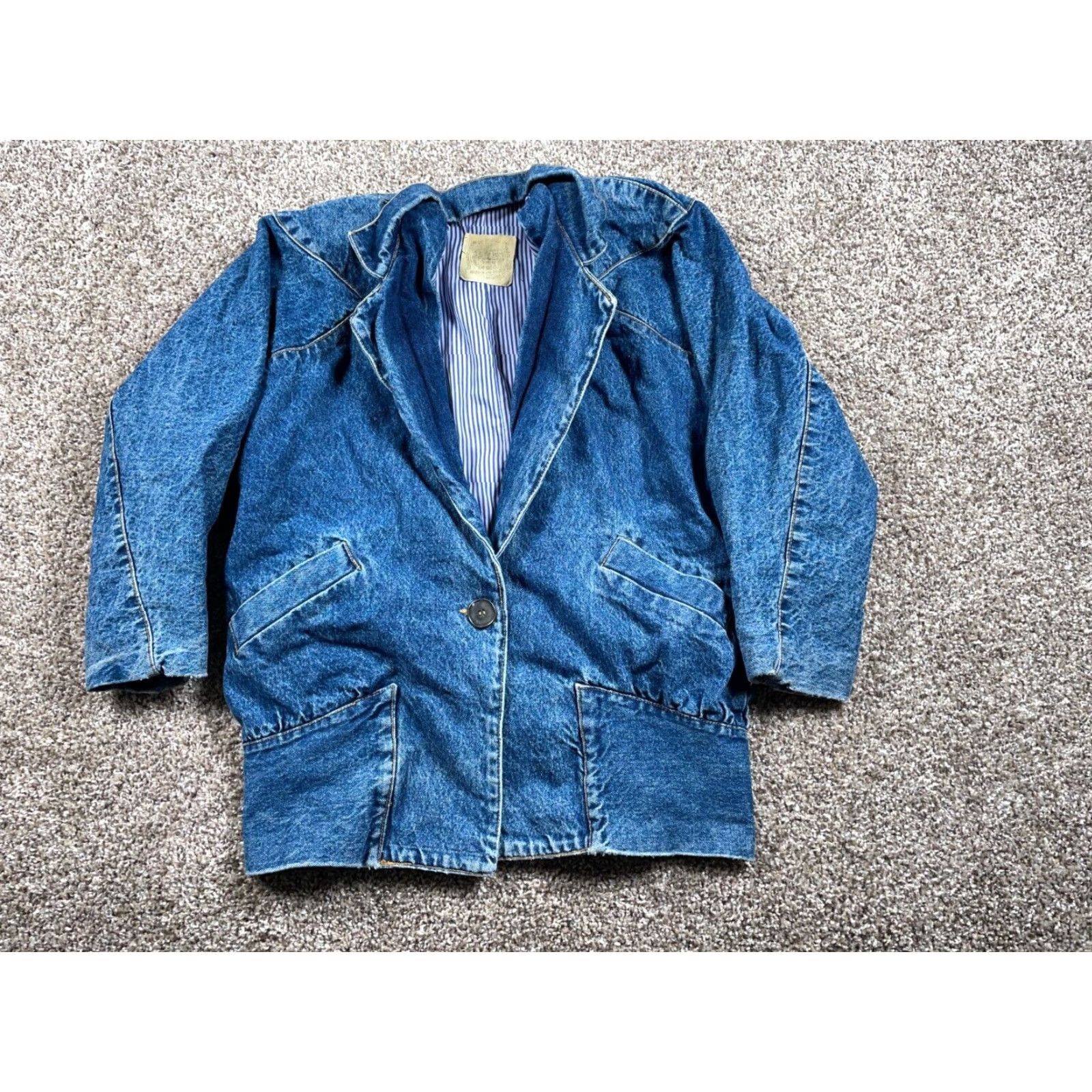 Denime Vintage 90s Oversized Denim Blazer Women's Small Casual Cotton Blue Stone Wash Size S / US 4 / IT 40 - 2 Thumbnail