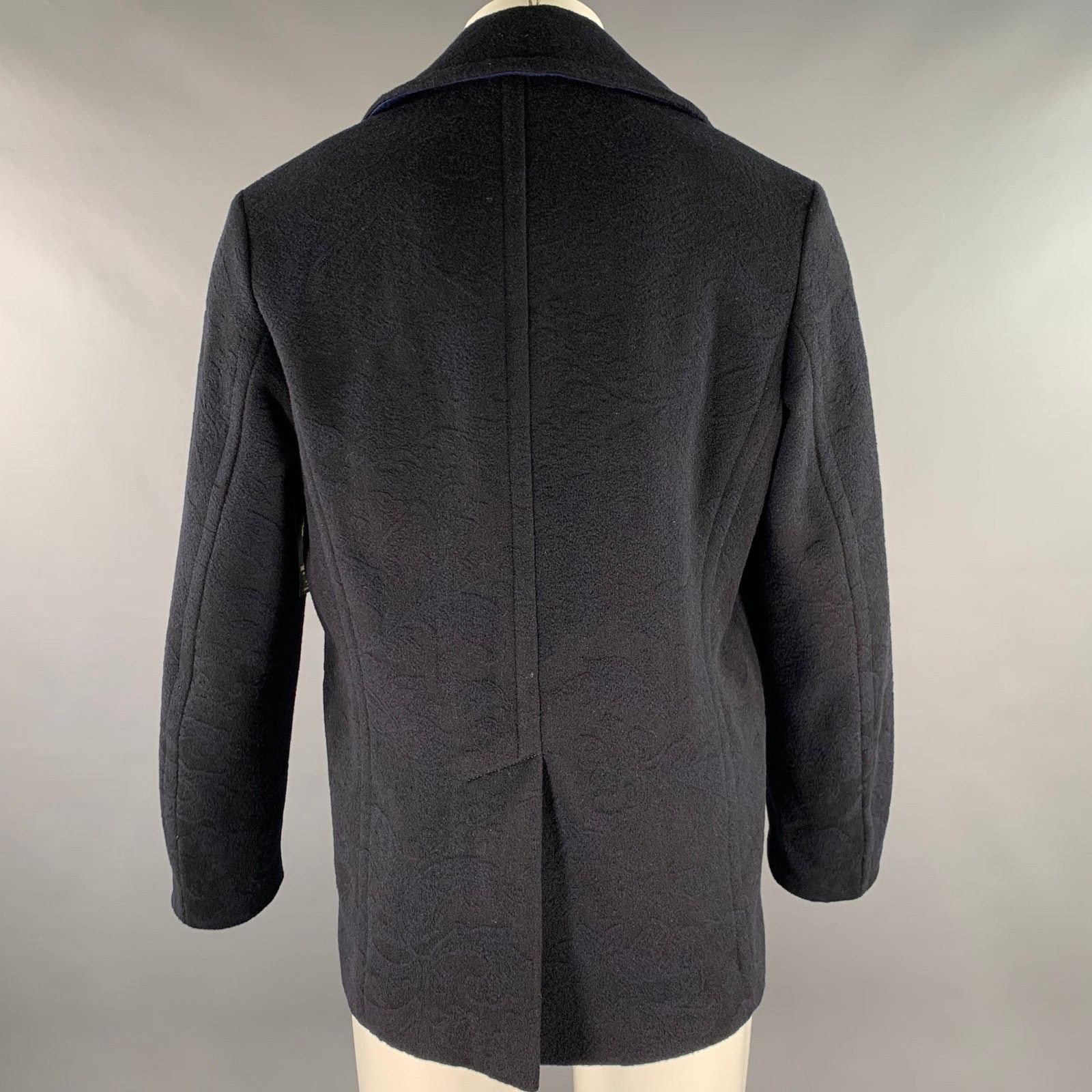 Etro Size S Navy Abstract floral Wool Double Breasted Peacoat Size US S / EU 44-46 / 1 - 4 Thumbnail