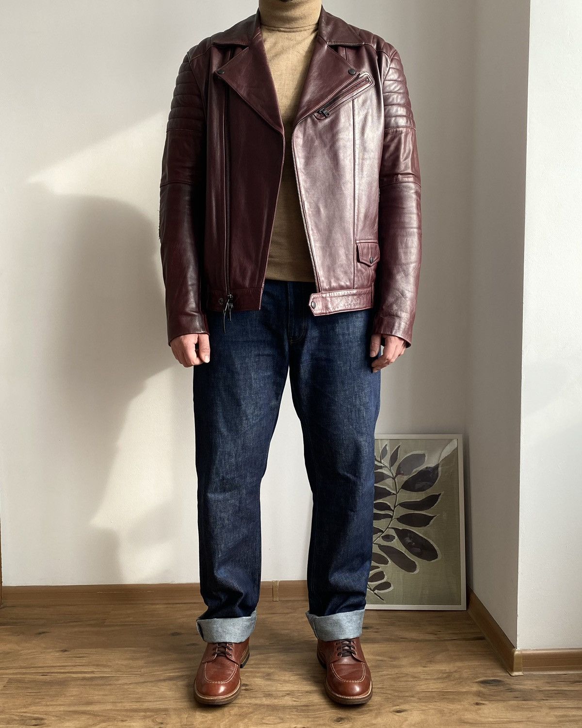 Armani Exchange Armani Exchange Leather Biker Jacket Burgundy Size US L / EU 52-54 / 3 - 4 Thumbnail