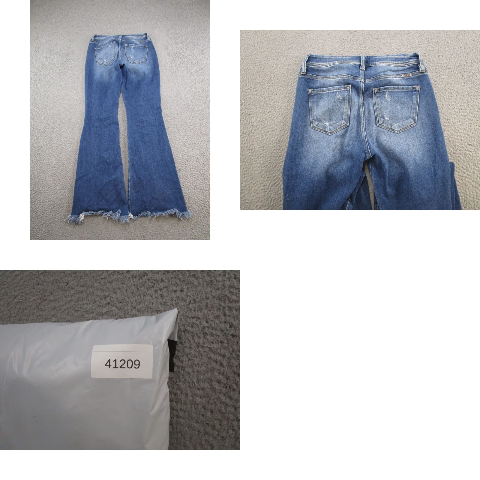 Vintage Kancan Jeans Womens Size 28 Blue Stretch Denim Distressed 5-Pocket Flared Raw Hem Jeans Size 28" / US 6 / IT 42 - 9 Thumbnail
