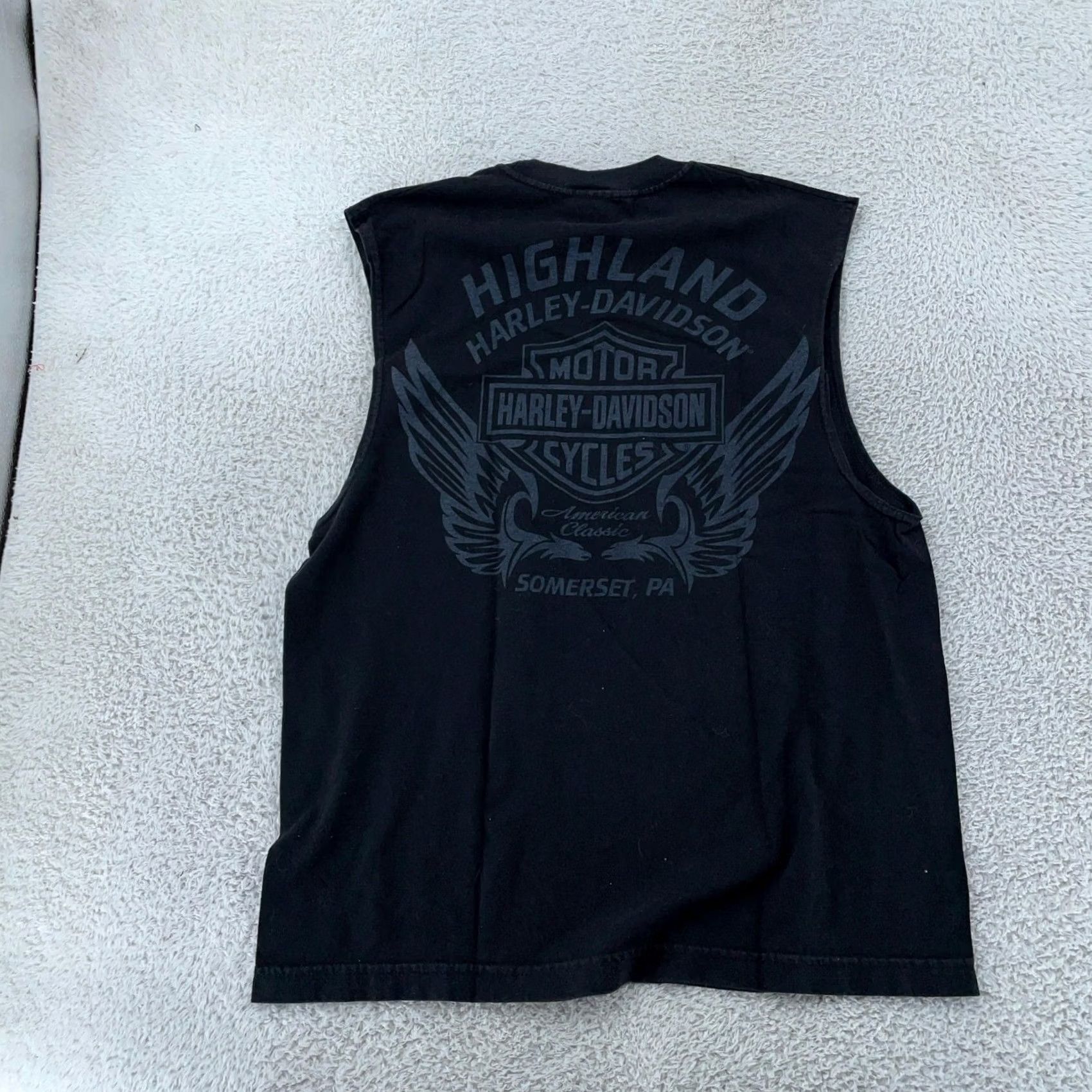 Harley Davidson Harley-Davidson T-Shirt Mens Large Black Skull Wings Biker Somerset PA Muscle Size US L / EU 52-54 / 3 - 5 Thumbnail