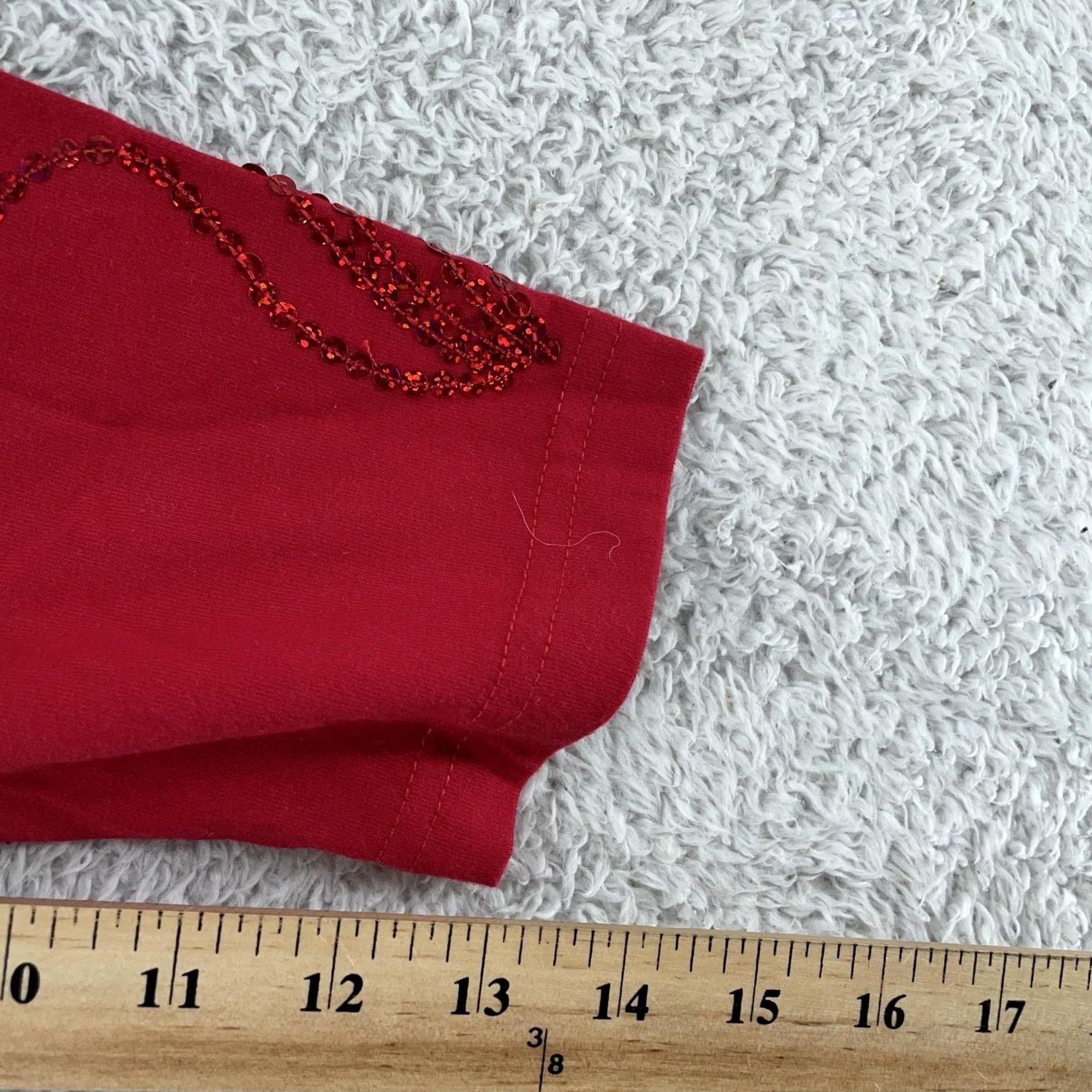 Bob Mackie Bob Mackie Wearable Art Shirt Womens Medium Red Sequin 3/4 Sleeve Scoop Neck Top Size M / US 6-8 / IT 42-44 - 7 Thumbnail