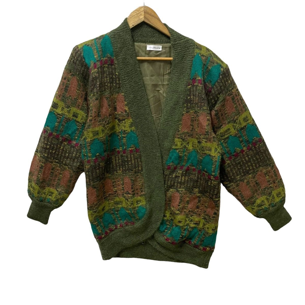 Japanese Brand Vintage joy rose wool knited cardigan multicolours Size US L / EU 52-54 / 3 - 1 Thumbnail