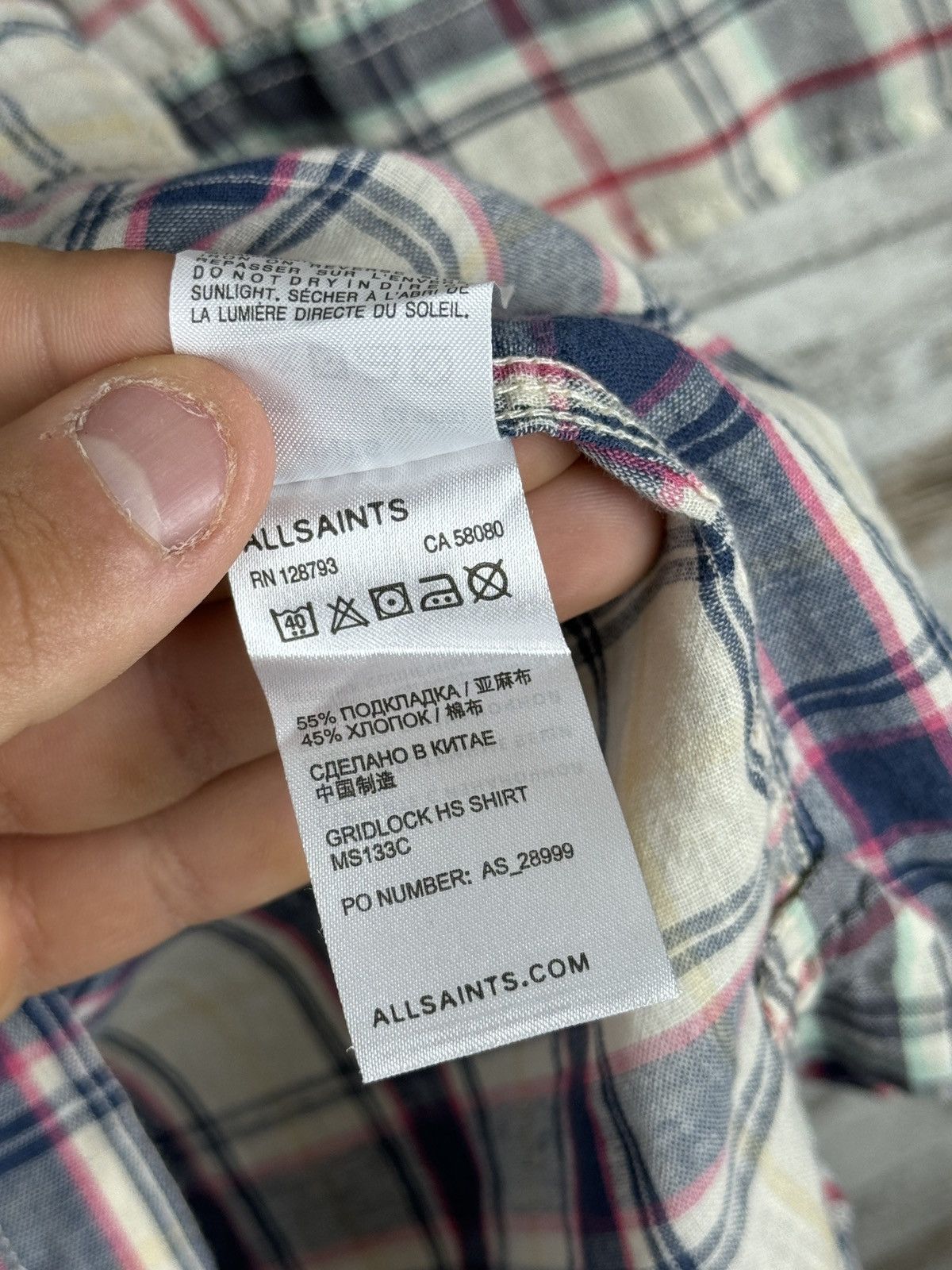 Allsaints × Japanese Brand Mens AllSaints GRIDLOCK HS SHIRT button up luxury linen Size US L / EU 52-54 / 3 - 8 Thumbnail