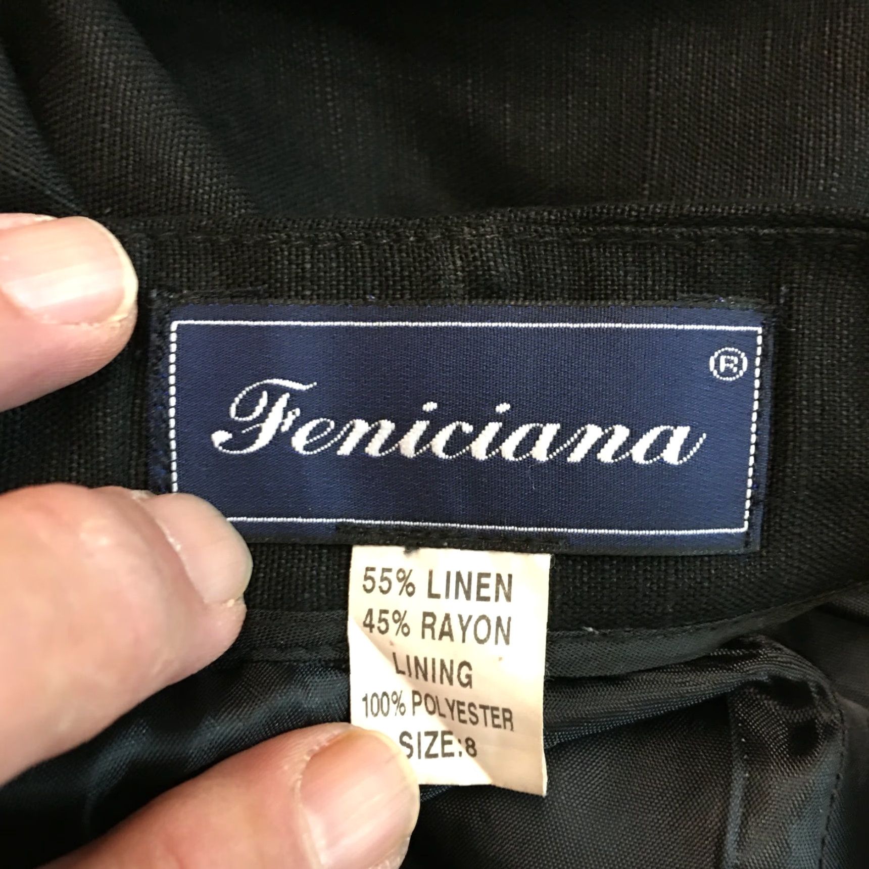 Vintage Vintage Feniciana Women's Casual Dress Pants Size 8 Black Linen Rayon Straight Leg 90s Size 28" / US 6 / IT 42 - 6 Thumbnail