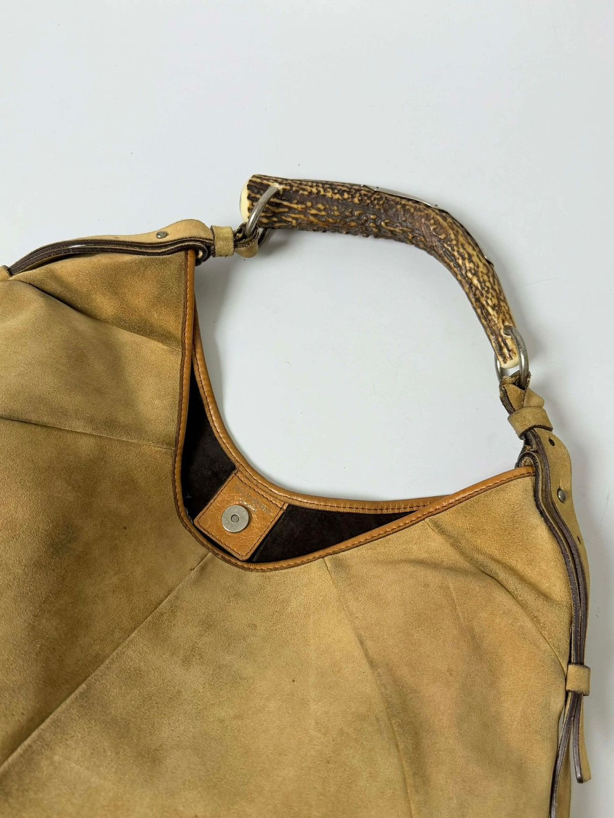 Saint Laurent Paris Yves Saint Laurent Taupe Suede Mombasa Hobo Bag Size ONE SIZE - 9 Thumbnail