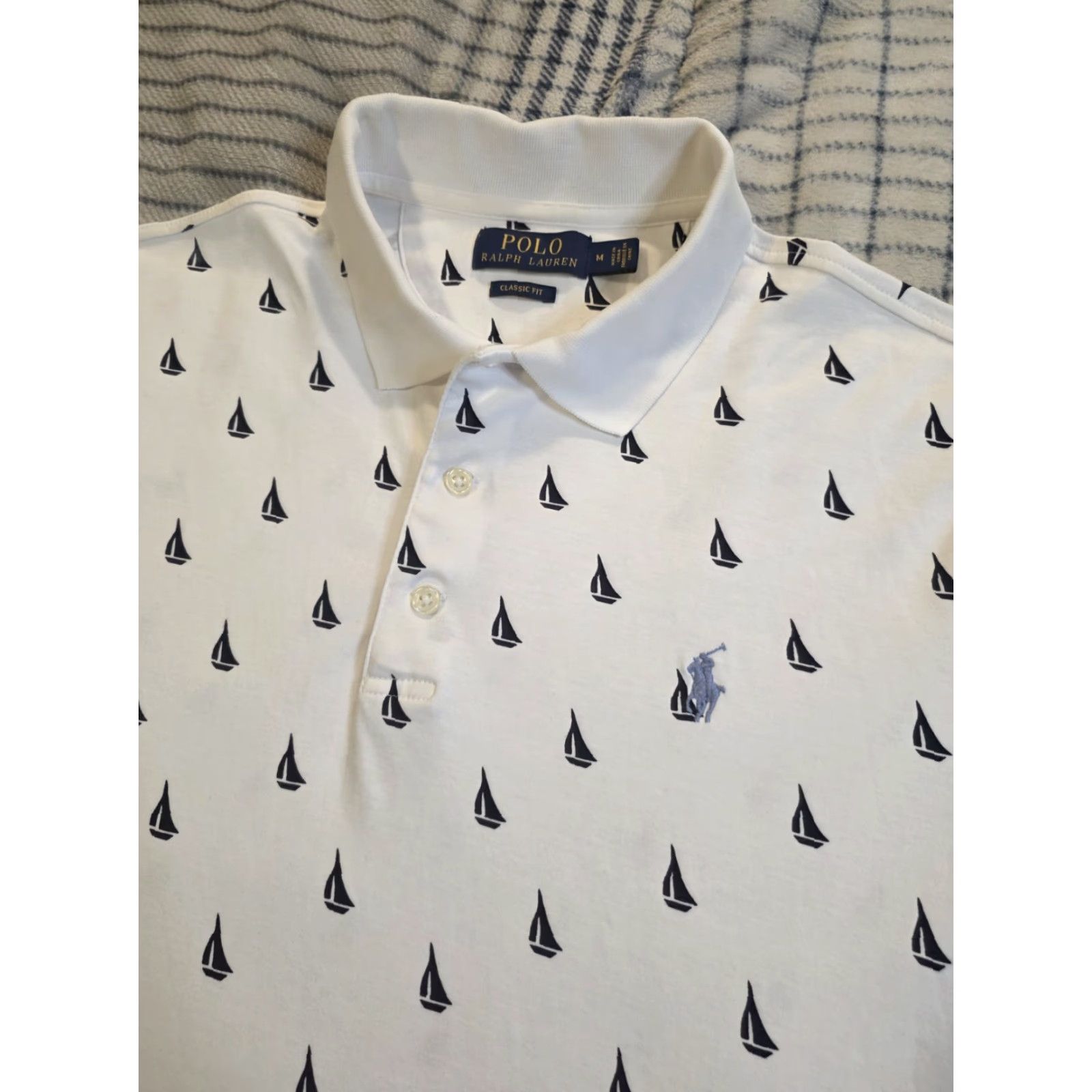 Polo Ralph Lauren Polo Ralph Lauren Polo Shirt White Mens M Classic Fit Nautical Sailboat AOP Graphic Print Shirt Accessories Logo Button Accent Casual Classic Fit Size US M / EU 48-50 / 2 - 2 Thumbnail