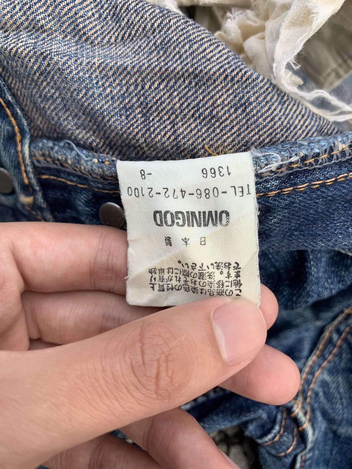 OMNIGOD OMNIGOD 50023 SELVEDGE BUTTON FLY JAPANESE DISTRESSED DENIM Size US 31 - 21 Thumbnail