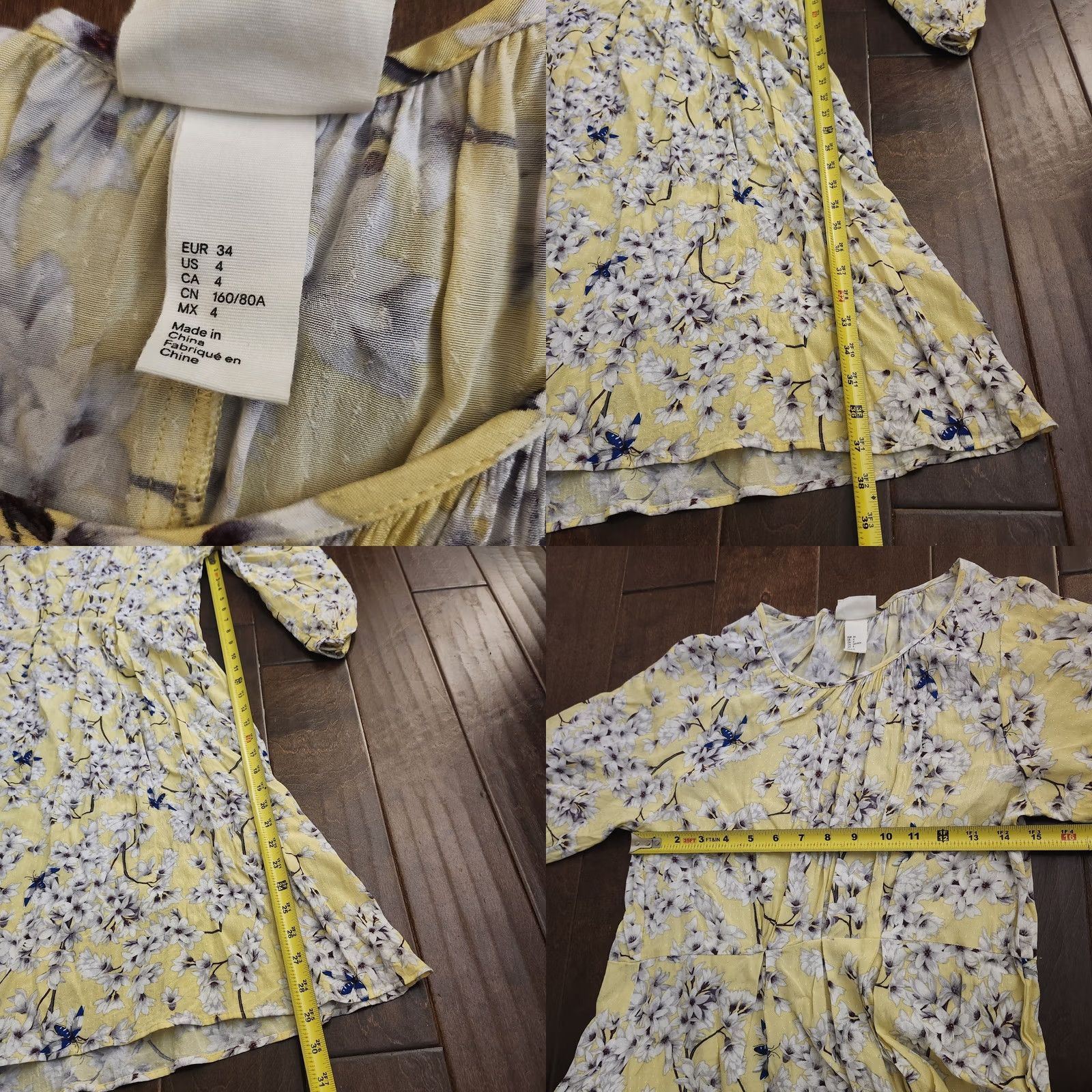 H&M H&M Dress Womens Floral Yellow Bohemian Long Sleeve Mini Pullover Size S / US 4 / IT 40 - 9 Thumbnail
