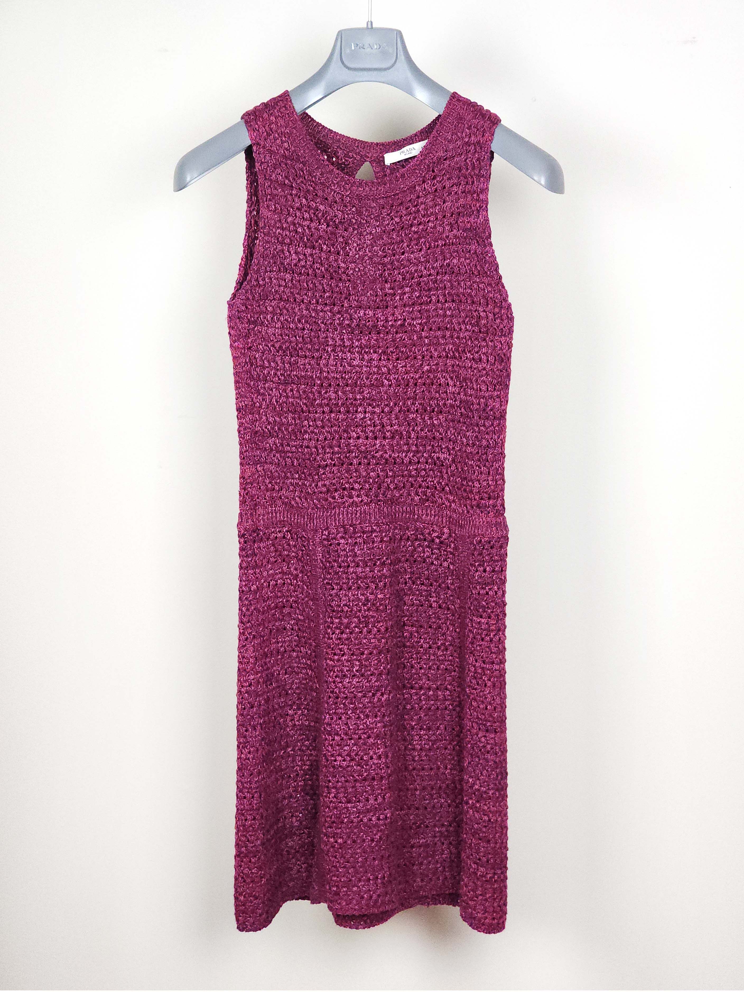 Prada Magenta Purple Cotton Knit A-Line Dress Size M / US 6-8 / IT 42-44 - 1 Thumbnail