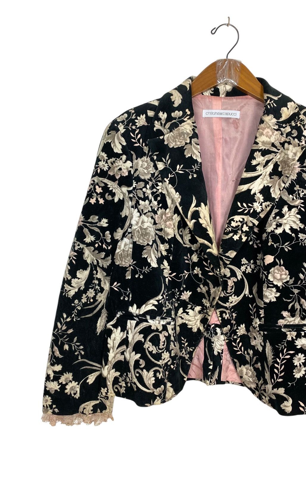 Other Rare‼️ Vintage Cristina Capucci Flower Velvet Coat Made Italy Size M / US 6-8 / IT 42-44 - 2 Thumbnail