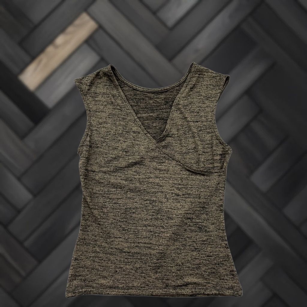 DKNY DKNY Pure Olive Khaki V-Neck Sleeveless Tank Top Women S Cotton/Polyester blend Size S / US 4 / IT 40 - 1 Thumbnail