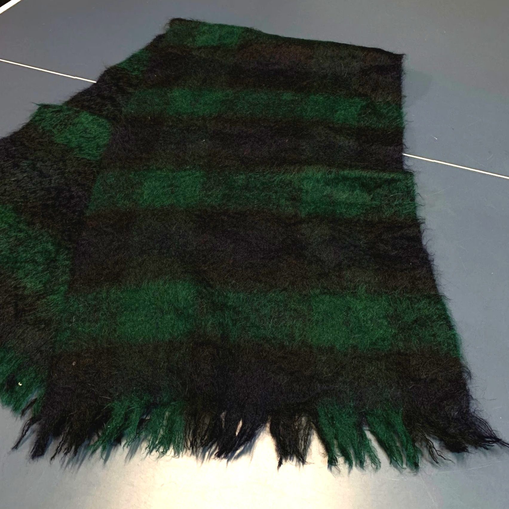 Liberty London VINTAGE Liberty Of London Mohair Wool Scarf Tartan Plaid Scotland 68x20 Green Fringe Wool Scarf Womens 68 in 20 in Size ONE SIZE - 7 Thumbnail