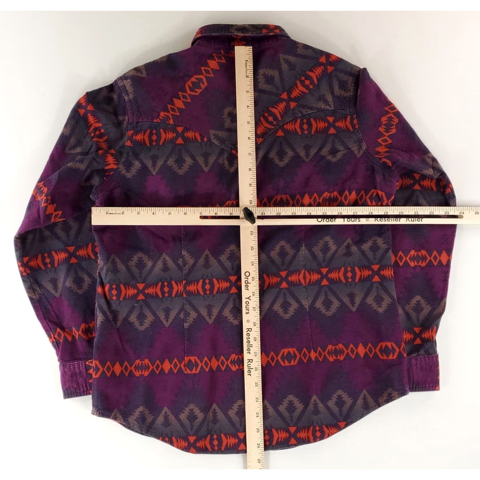 Wrangler VINTAGE Wrangler Pearl Snap Button Up Flannel Shirt Aztec Southwest Purple Womens XL Size XL / US 12-14 / IT 48-50 - 5 Thumbnail