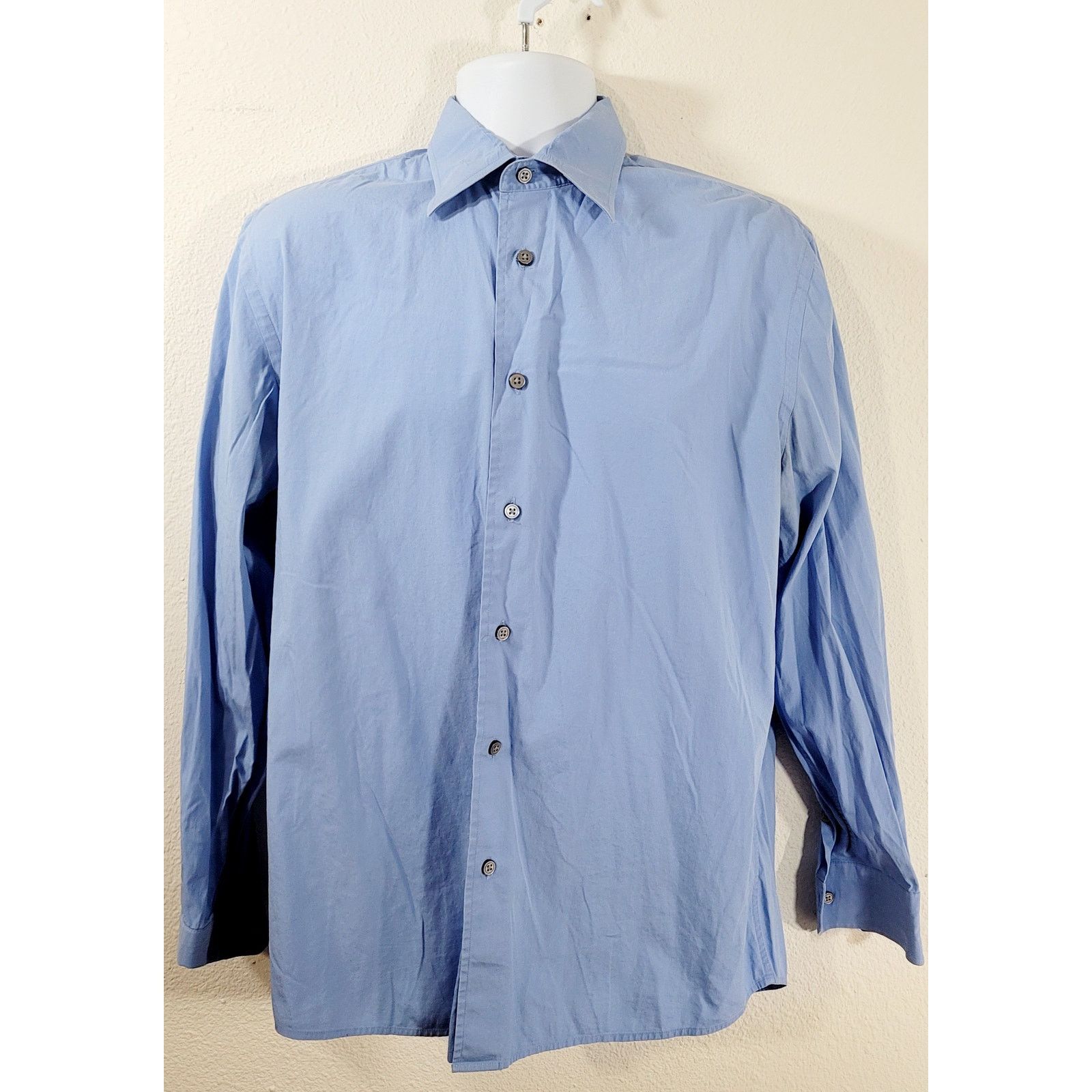 Express Express Blue Long Sleeves Pointed Collar Button Shirt Medium Size US M / EU 48-50 / 2 - 1 Thumbnail