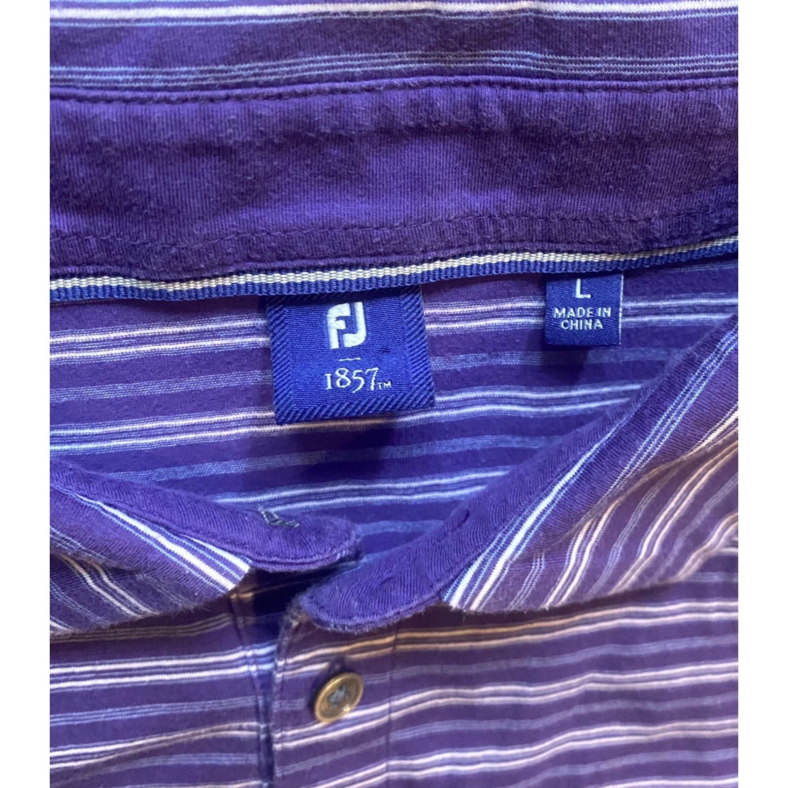 Footjoy FootJoy 1857 Polo Shirt Men L Purple Striped Supima Cotton Spandex Golf Polo Shirt L Size US L / EU 52-54 / 3 - 3 Thumbnail