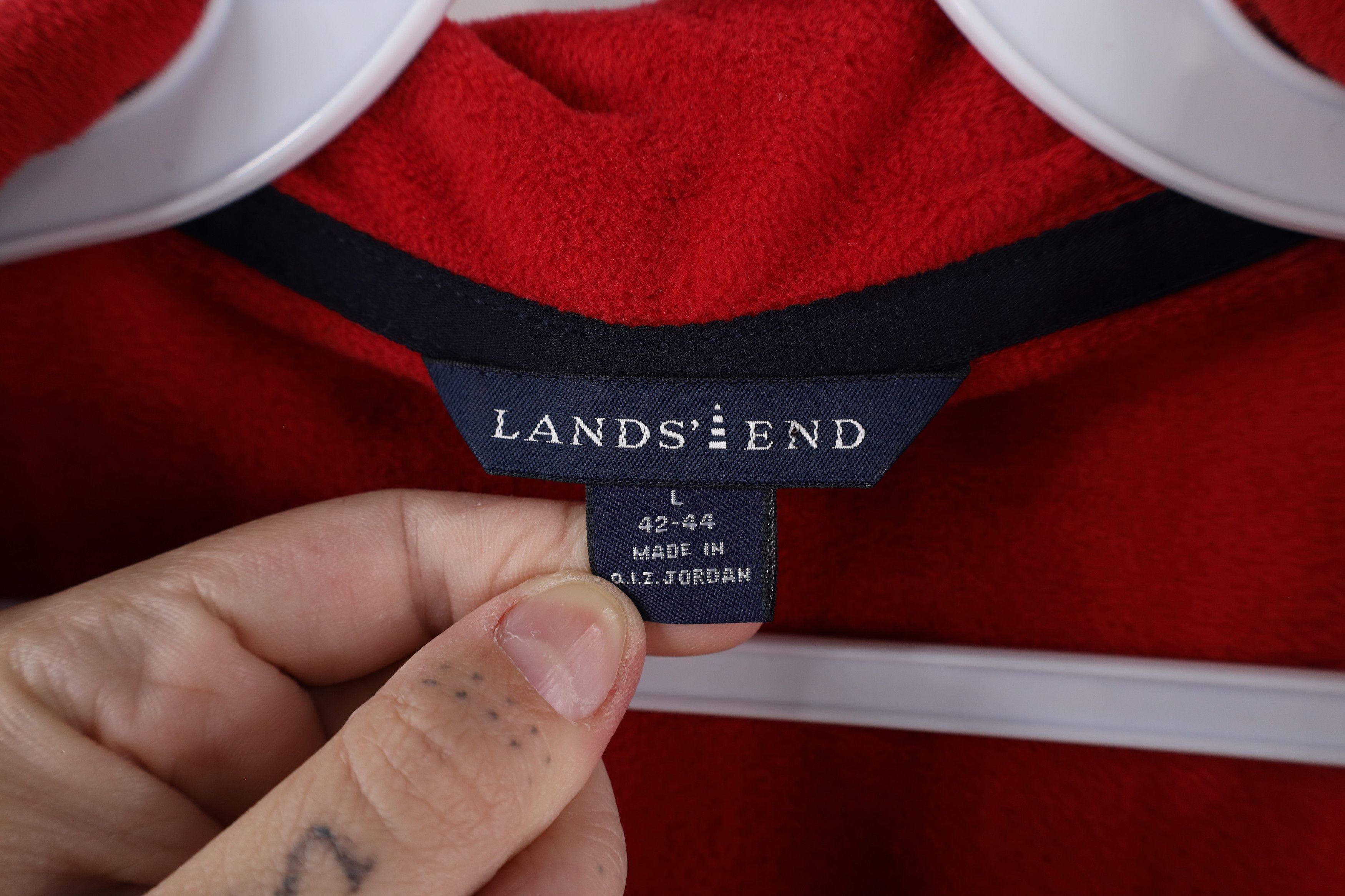 Lands' End × Vintage New Lands End Half Zip Fleece Pullover Sweater Red Polyester Size US L / EU 52-54 / 3 - 6 Thumbnail