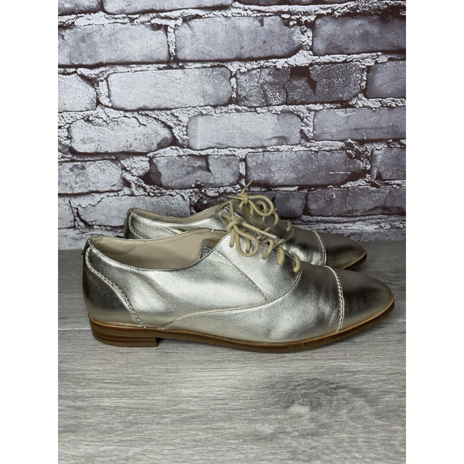Cole Haan COLE HAAN Go To Collection Arden Gold Metallic Leather Oxfor Size US 10 / IT 40 - 24 Thumbnail