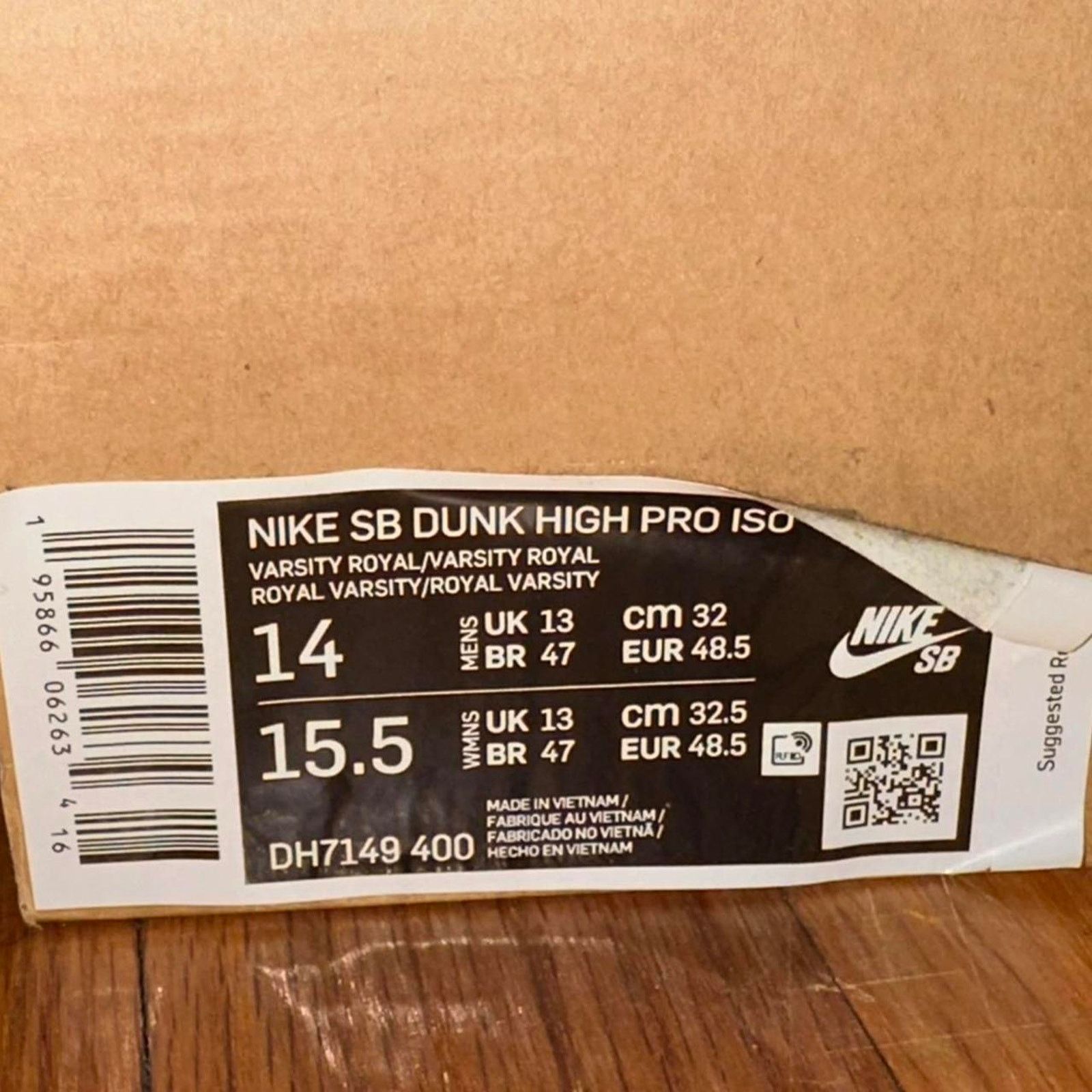 Nike Nike SB Dunk High ISO Varsity Royal Blue Kentucky 14 men’s Size US 12 / IT 42 - 6 Thumbnail