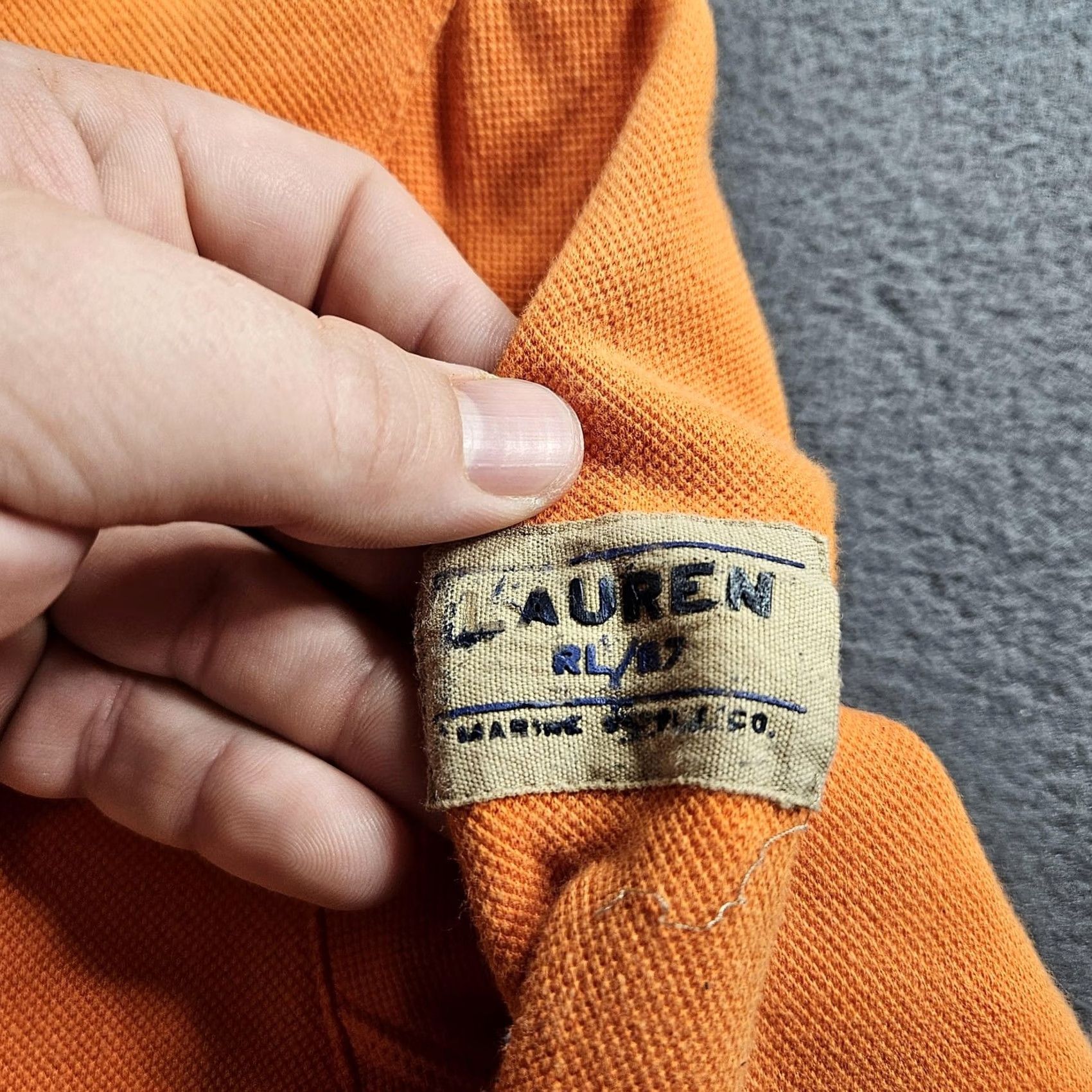 Ralph Lauren VINTAGE Lauren Ralph Lauren Pullover Sweater Mens Small Mock Neck Orange Knit Cotton Polyester Kangaroo Pocket Size US S / EU 44-46 / 1 - 2 Thumbnail