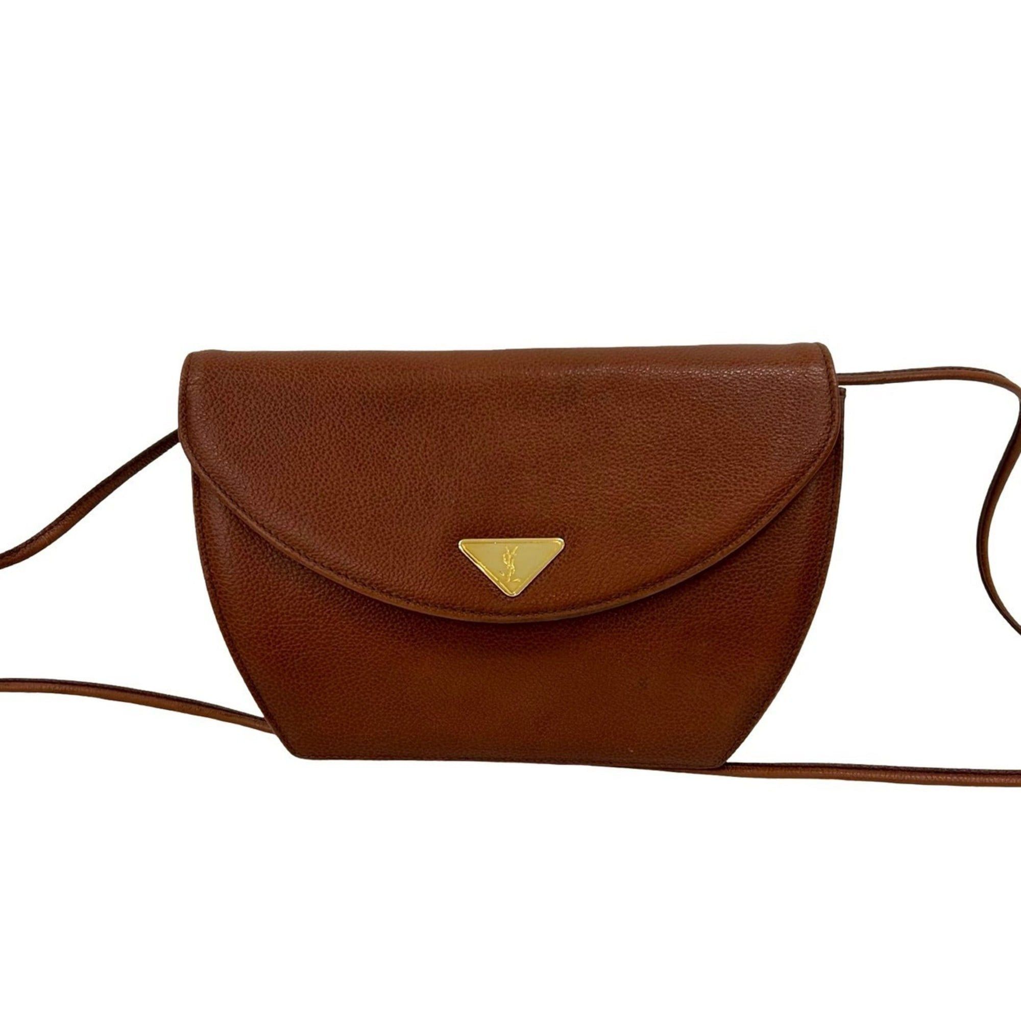 YVES Saint Laurent Vintage YSL Leather Shoulder Bag/pochette, Brown, Item No. 20997, Women's