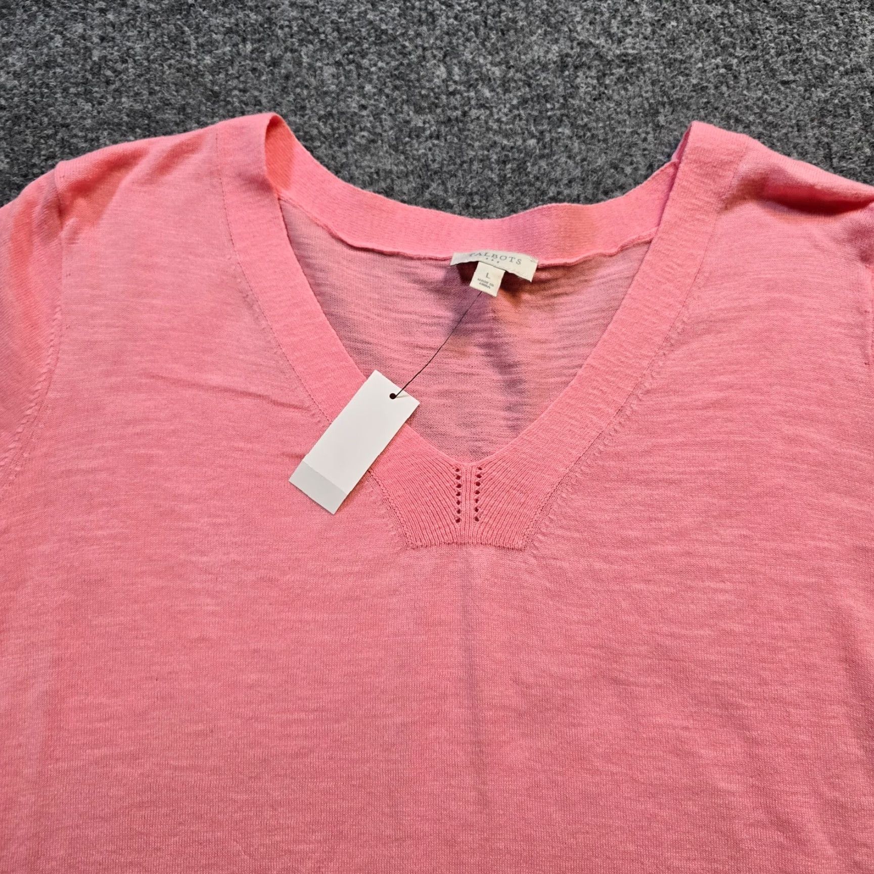 Talbots Talbots Sweater Womens Large Pink V-Neck Long Sleeve Lightweight Casual Basic Pullover Knit Classic Size L / US 10 / IT 46 - 2 Thumbnail