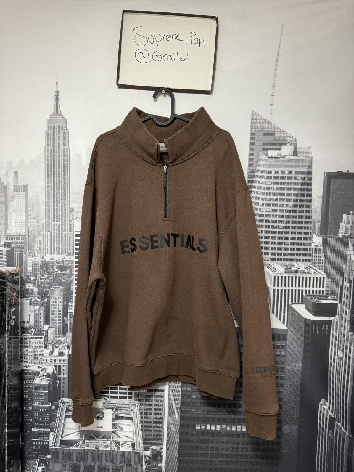 Fear of God 💥Fear of God Essentials Half Zip Pullover SZ Small Taupe Size US S / EU 44-46 / 1 - 1 Thumbnail