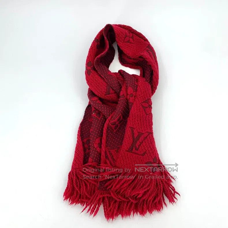 Louis Vuitton Louis Vuitton Red logo jacquard full print wool fringe sca Size ONE SIZE - 8 Thumbnail