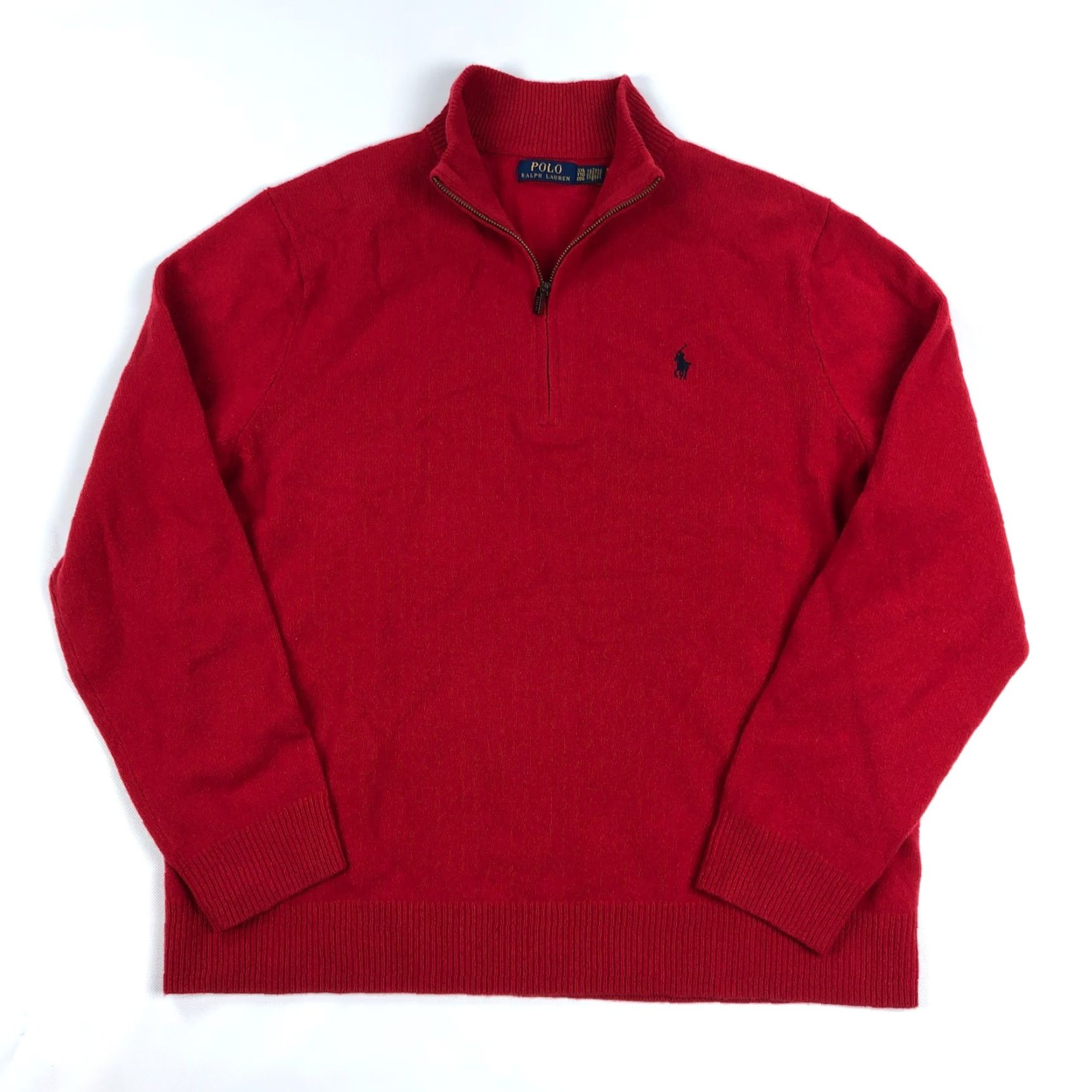 Polo Ralph Lauren Polo Ralph Lauren Wool Sweater Mens 2XL Red Quarter Zip Pullover Size US XXL / EU 58 / 5 - 2 Thumbnail