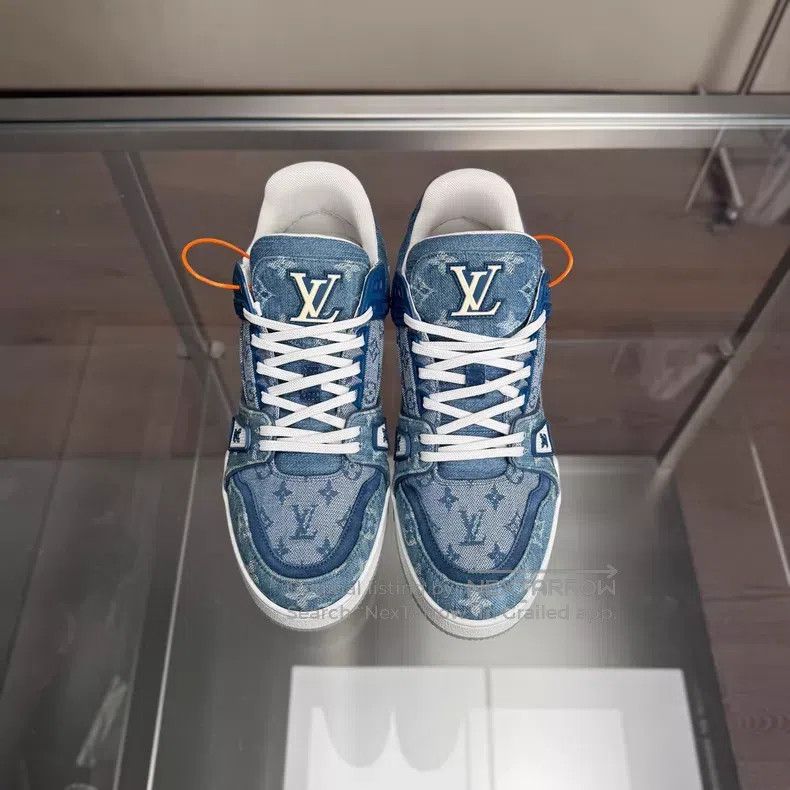 Louis Vuitton Louis Vuitton Trainer White and Blue Denim shoes Size US 7 / EU 40 - 2 Thumbnail