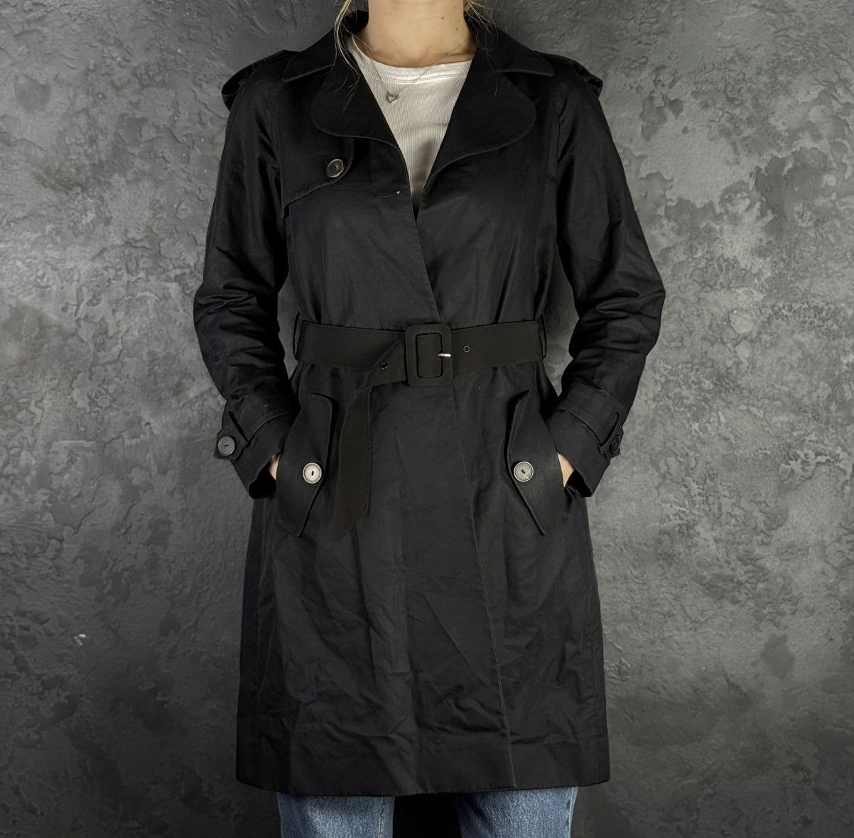 Sandro Women's Sandro Paris Dark Blue Trench Coat Belted Size 36 Size XS / US 0-2 / IT 36-38 - 4 Thumbnail