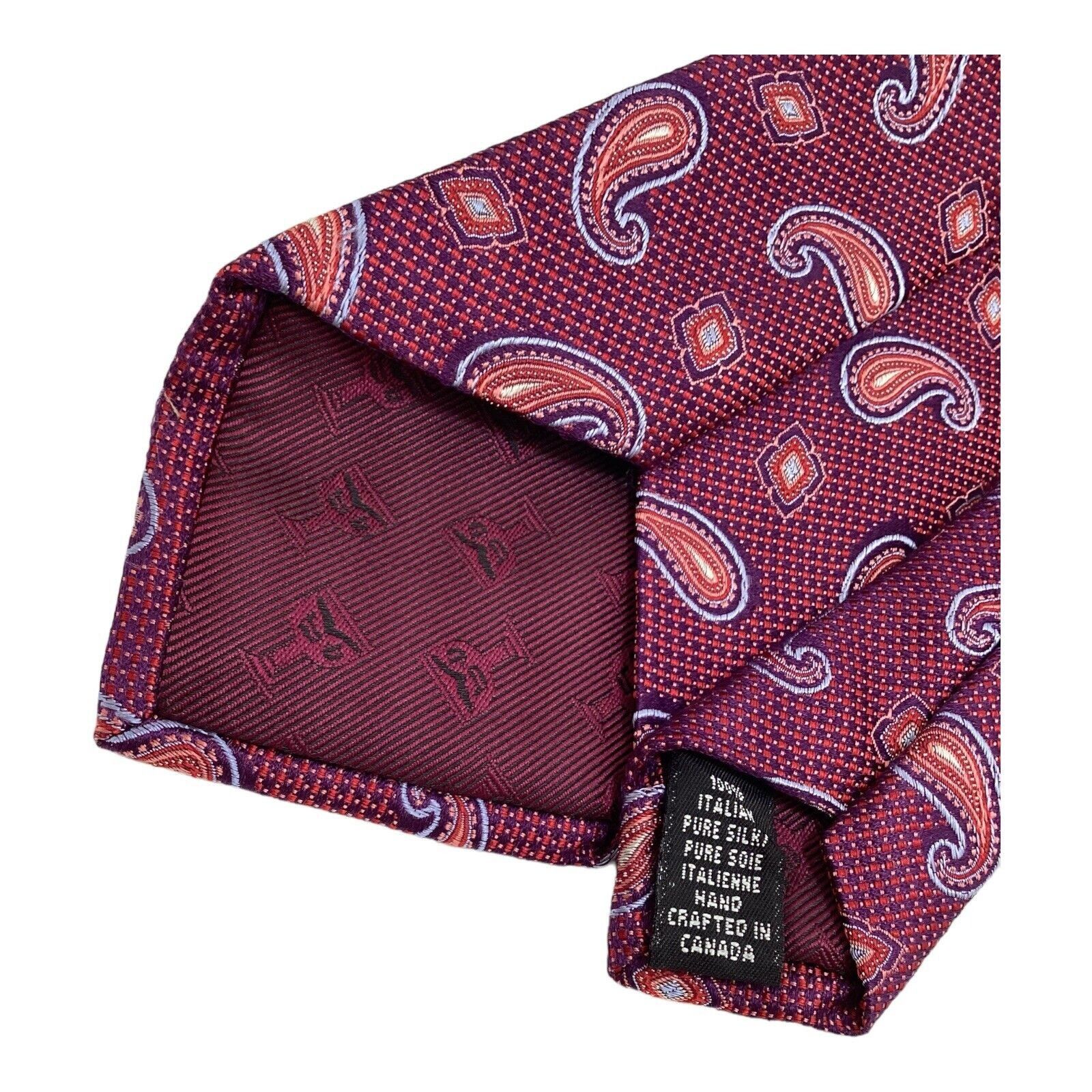 Other DION SELECTION Purple Paisley Silk Tie H.C In Canada W: 3.5" Size ONE SIZE - 4 Thumbnail