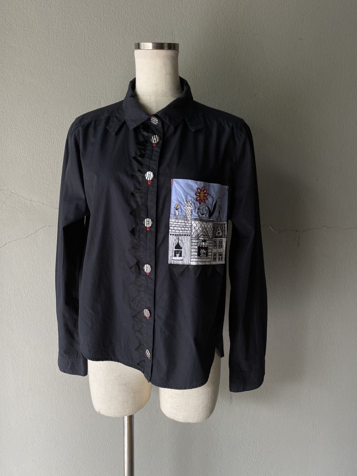 Designer × Japanese Brand OLLEBOREBLA Black Long-Sleeve Shirt Size M / US 6-8 / IT 42-44 - 12 Thumbnail