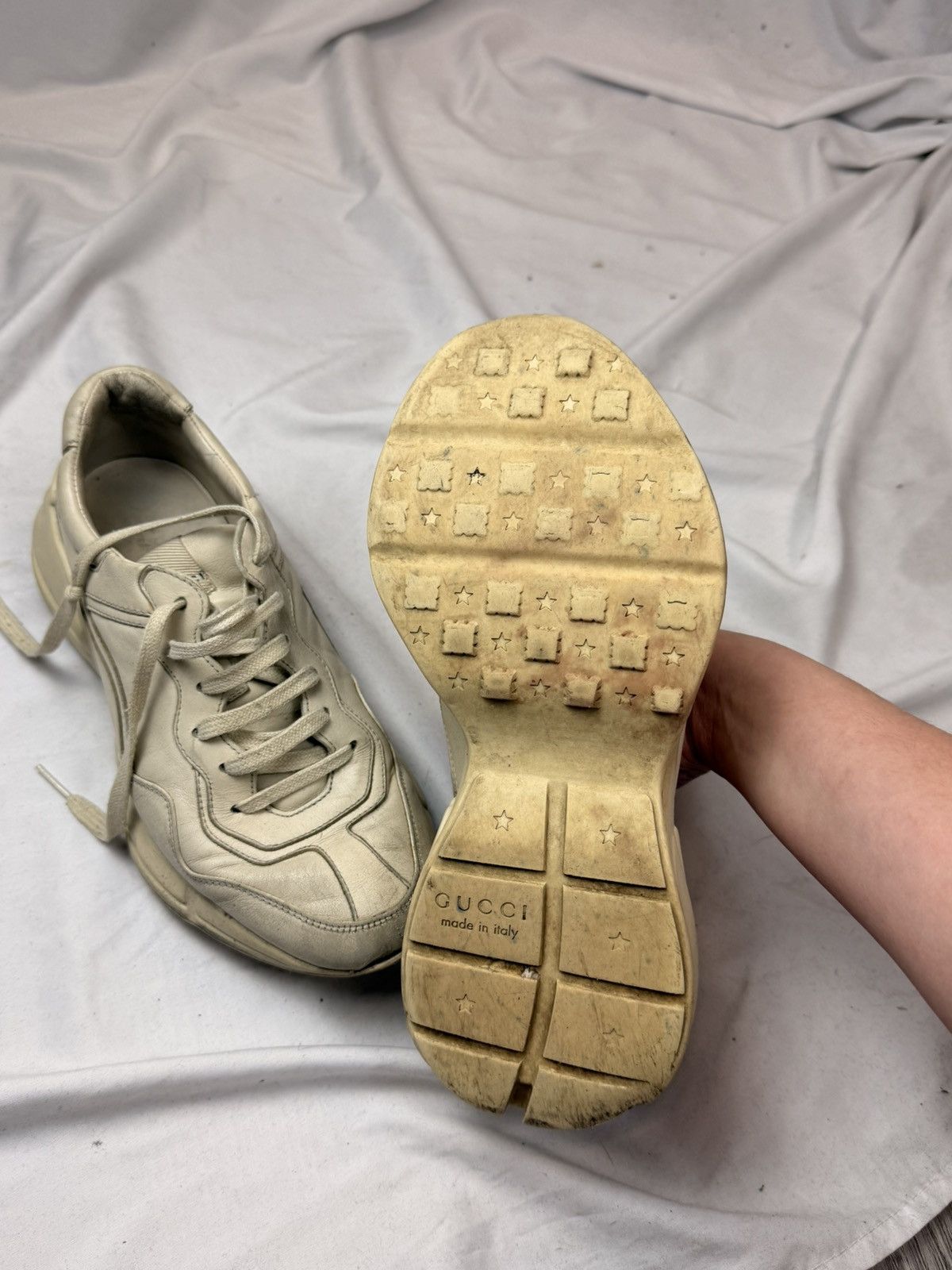 Gucci Gucci Rhyton Leather Sneakers Ivory Off-White Dad Shoes Size US 6.5 / IT 36.5 - 5 Thumbnail