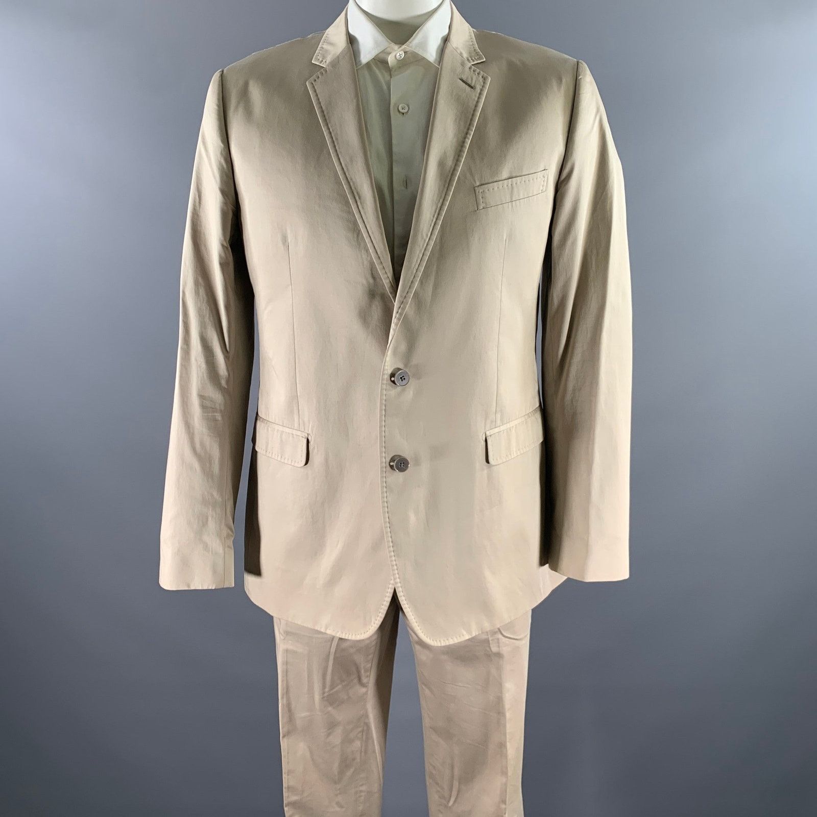 Dolce & Gabbana DOLCE & GABBANA Size 46 Khaki Notch Lapel Suit Size 46R - 1 Thumbnail