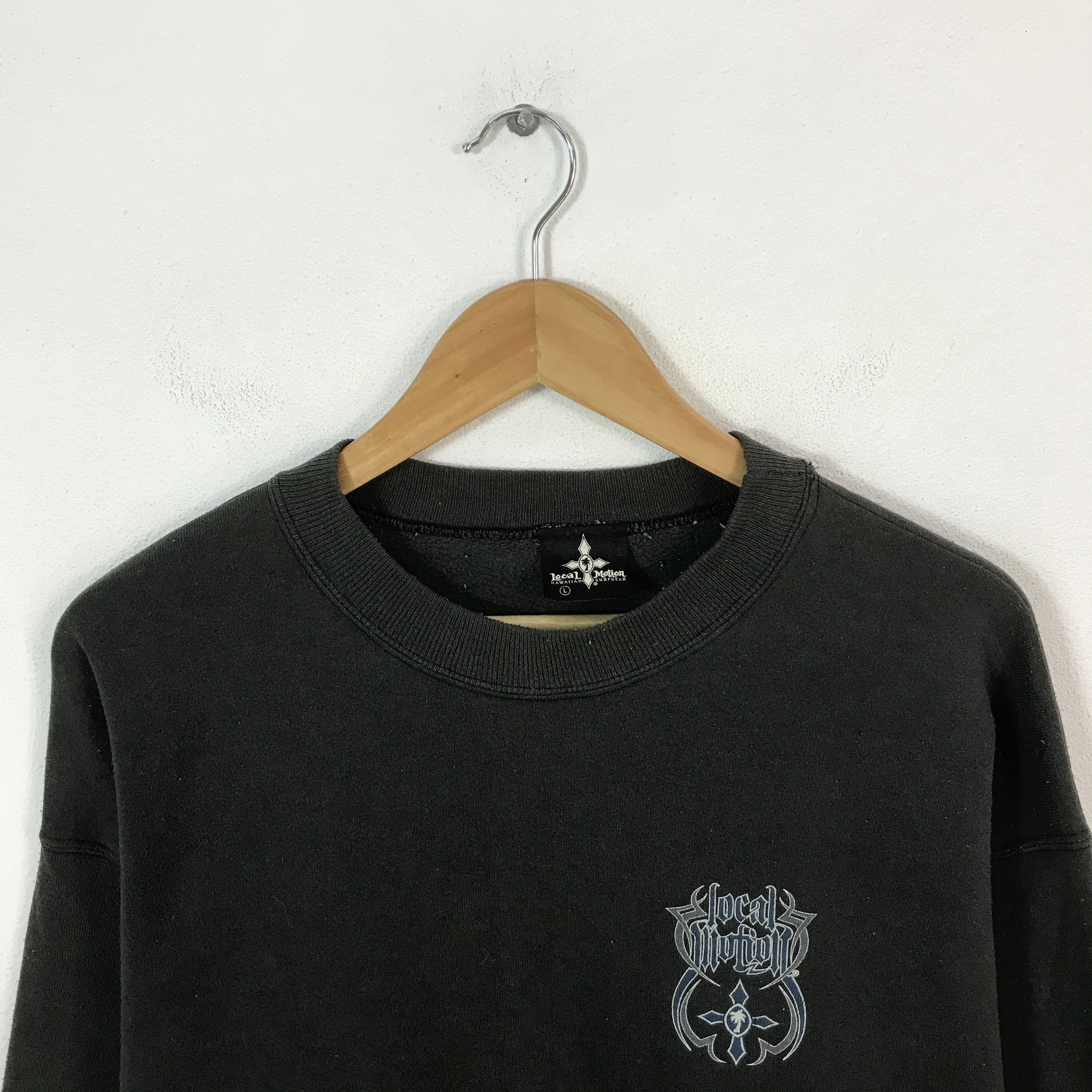 Japanese Brand Vtg local motion black faded style Sweatshirt Size US L / EU 52-54 / 3 - 3 Thumbnail