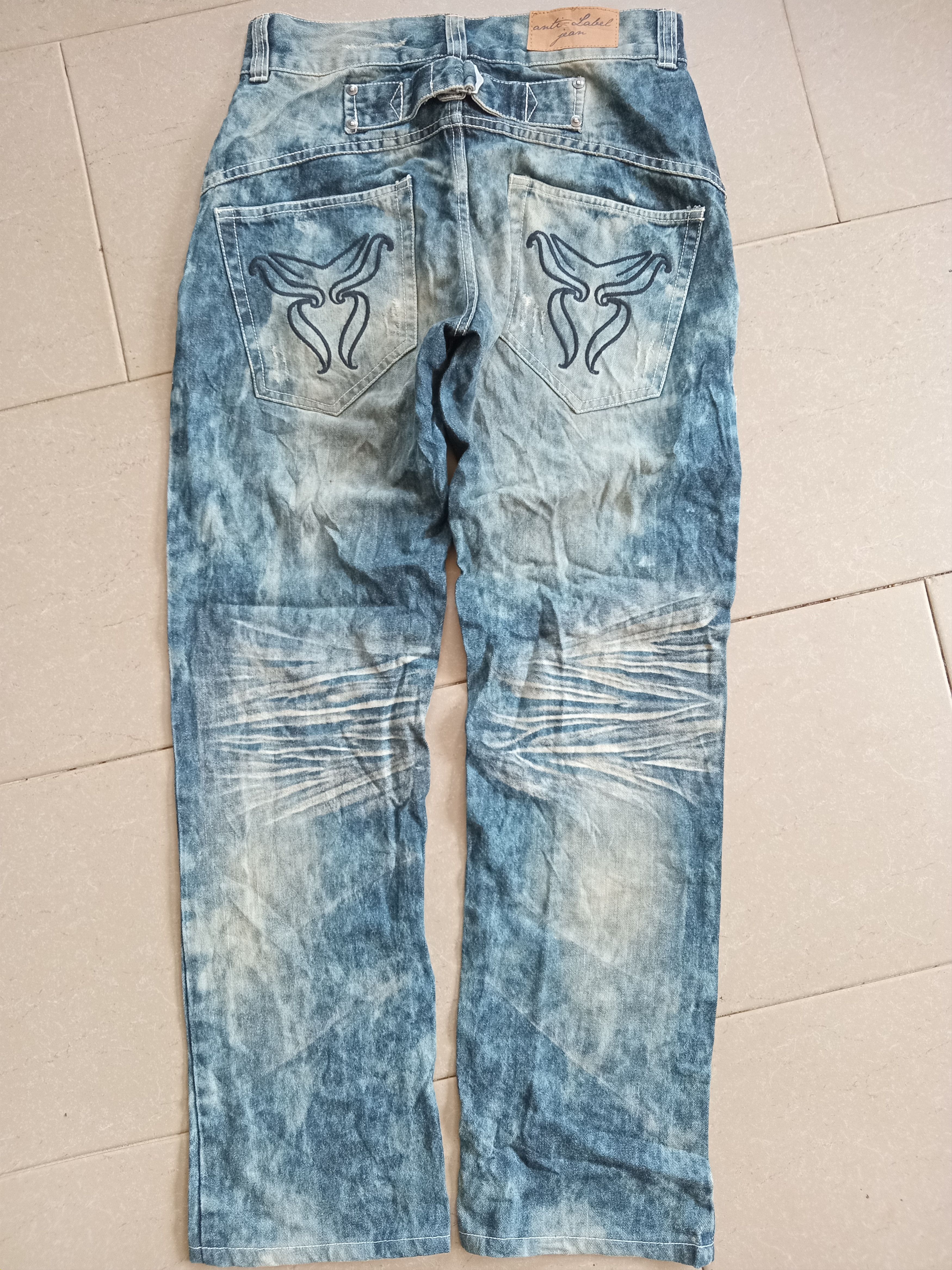 Japanese Brand 💥Style💥ANTI LABEL Asid Wash Distressed Jeans Size US 28 / EU 44 - 2 Thumbnail