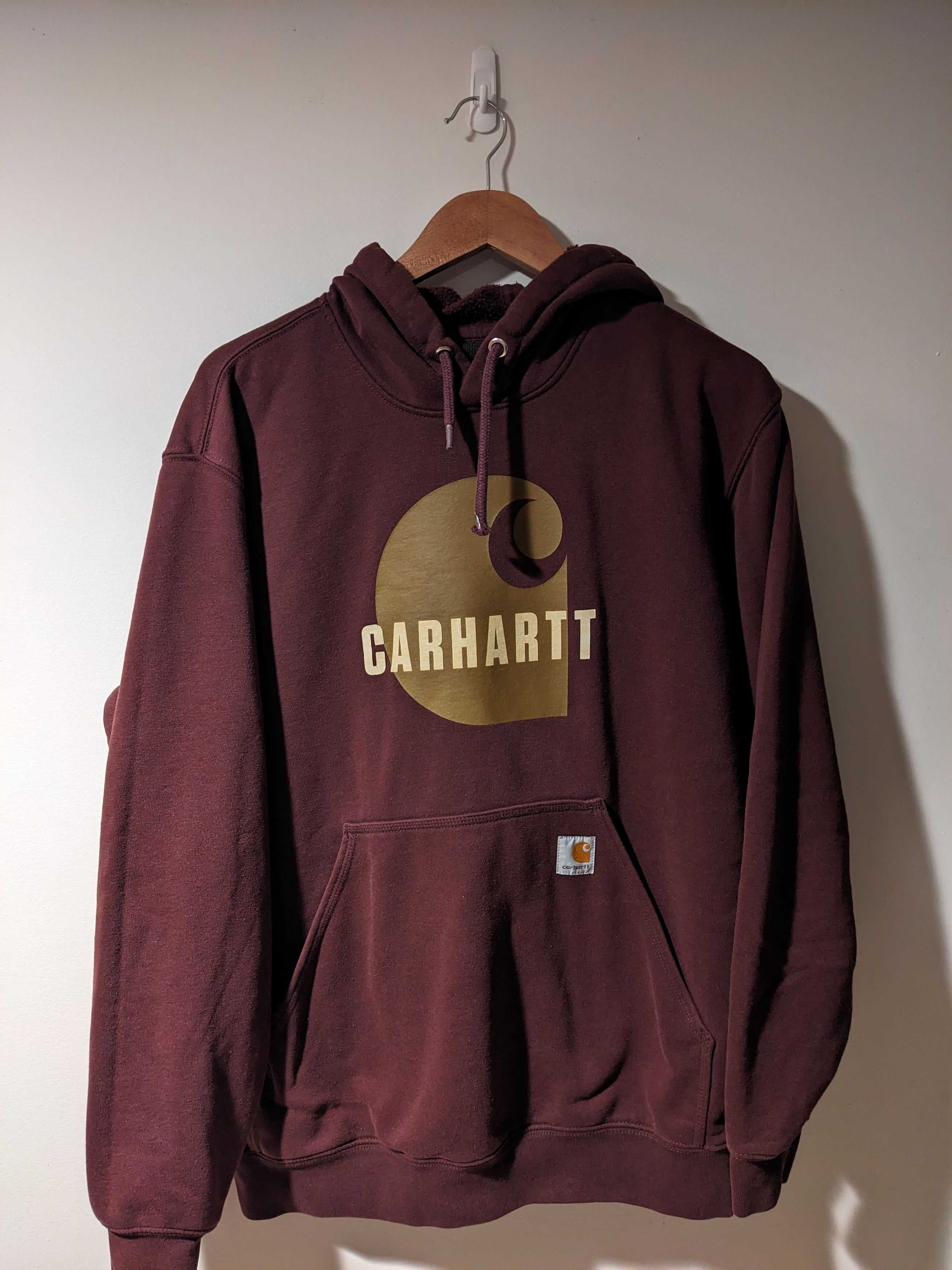 Carhartt × Designer Carhartt Logo Medium Loose Fit Burgundy Red Hoodie Size US M / EU 48-50 / 2 - 1 Thumbnail