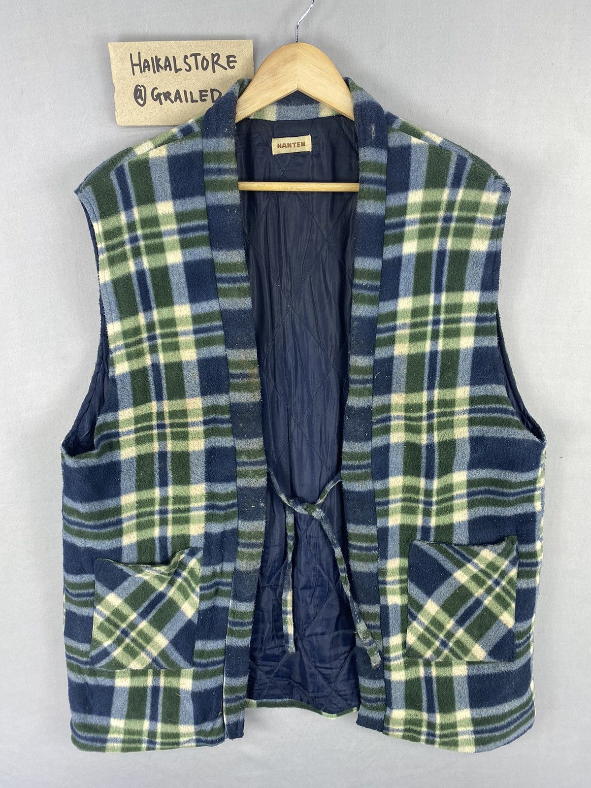 Designer Vintage Japanese Kimono Tartan Check Wool Jacket By Hanten Size US M / EU 48-50 / 2 - 1 Thumbnail