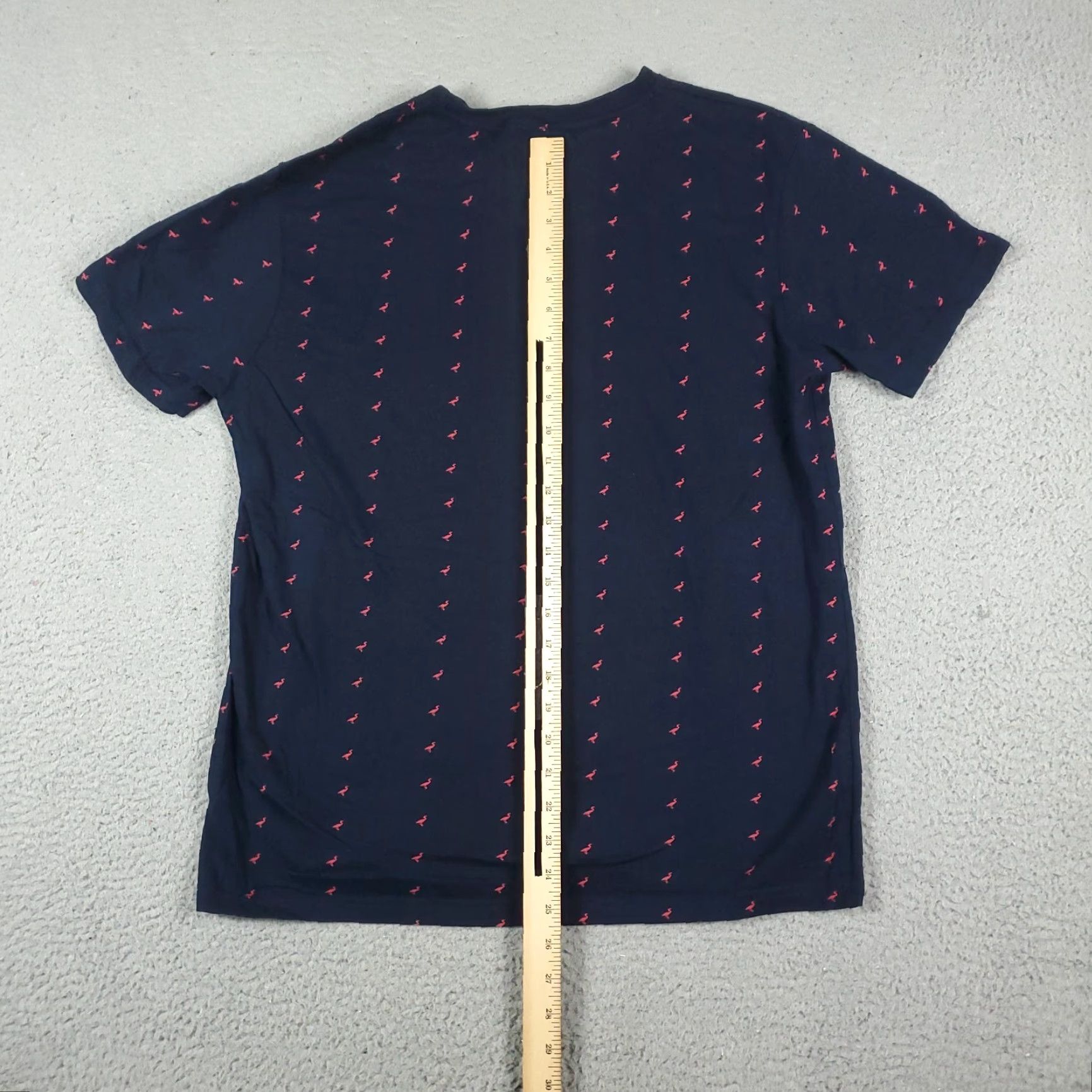 Denime Denim & Flower Slim Fit Short Sleeve T-Shirt Large Navy Blue Flamingo Print Unisex Size US L / EU 52-54 / 3 - 3 Thumbnail